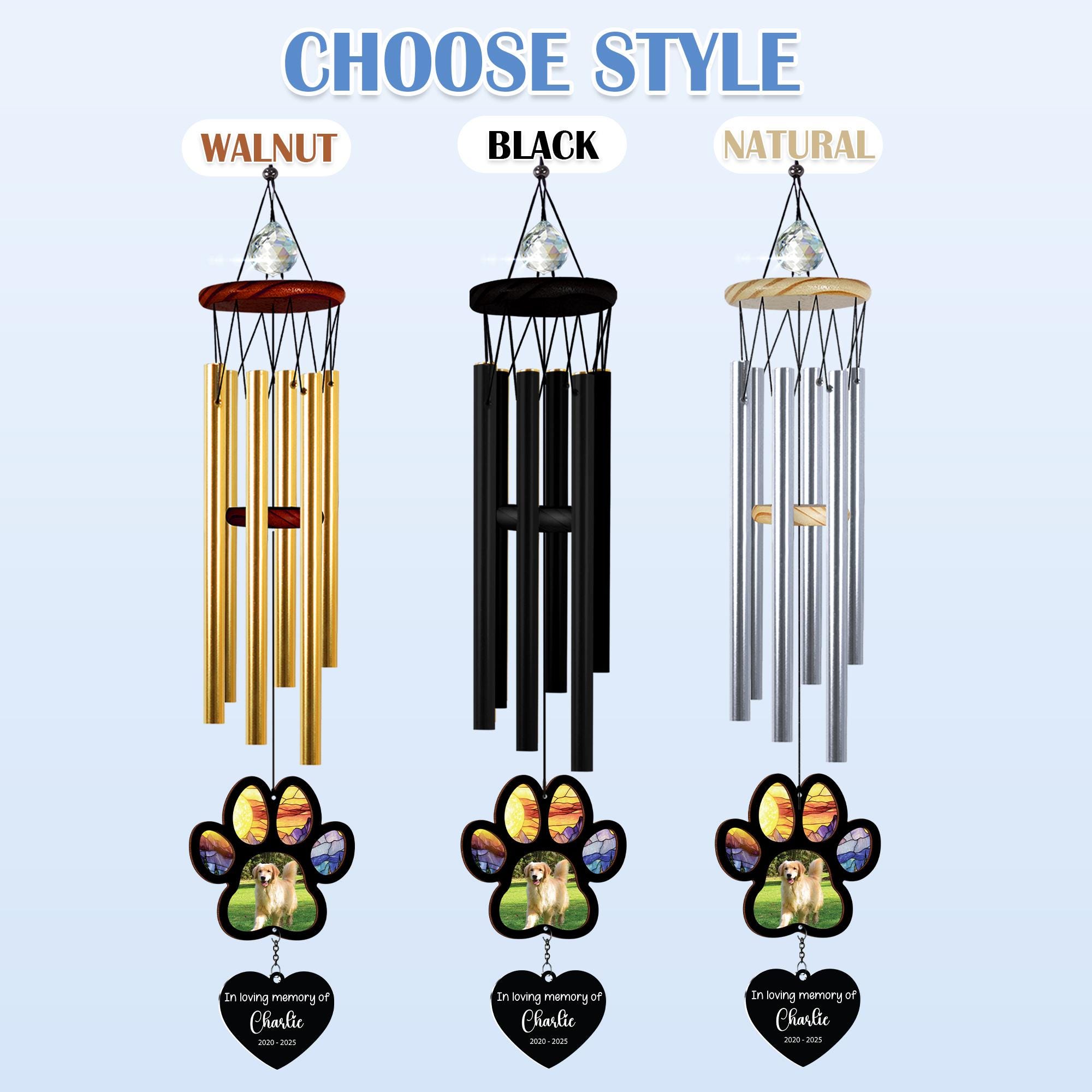 Personalized Memorial Suncatcher Wind Chime Dog | Loss Of Dog Gift | Outdoor Wind Chimes | Custom Photo Memorial Gifts | Gift for Pet Lovers