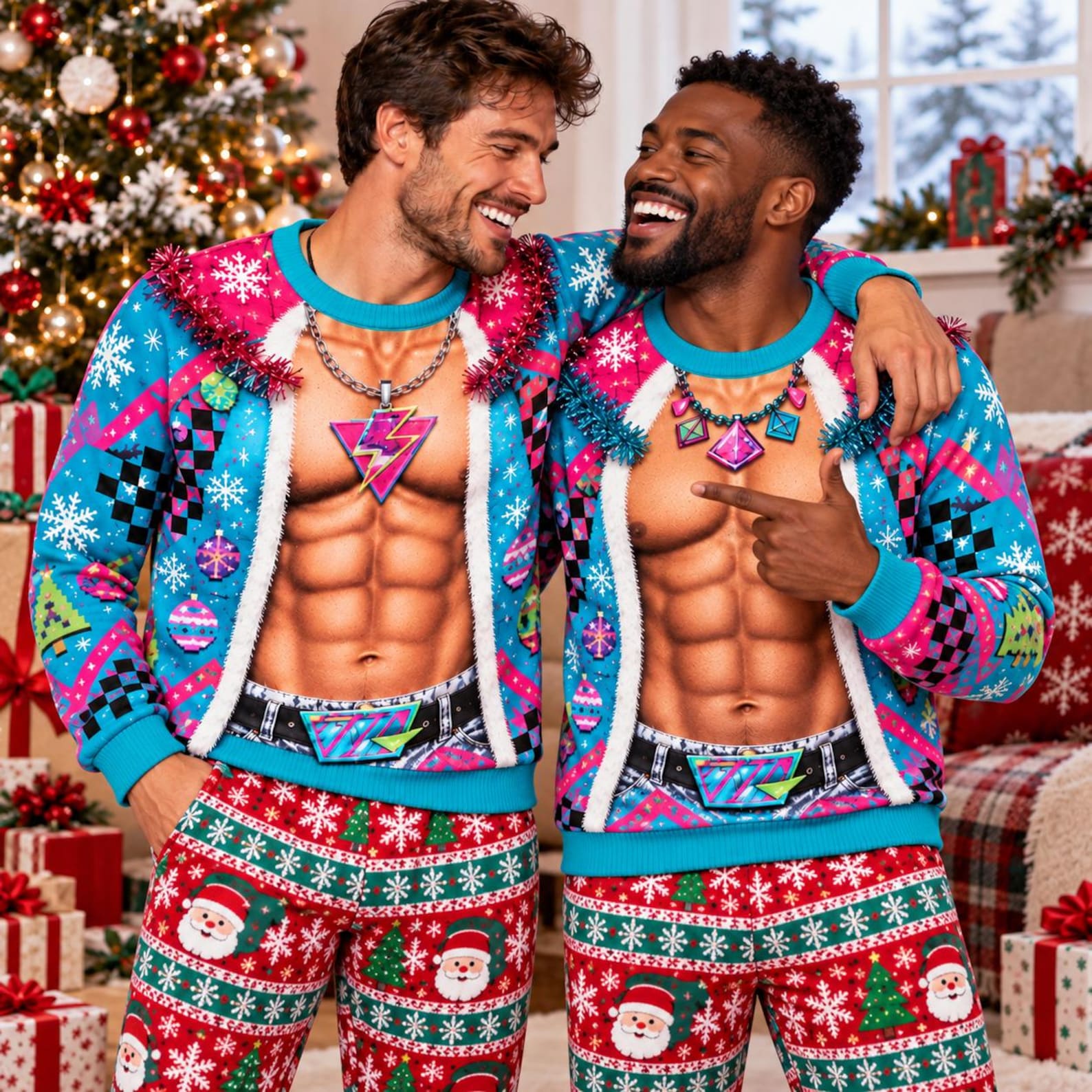 Personalized Ugly Christmas Sweater, Funny 3D Muscle Sweatshirt, Novelty Holiday Pullover