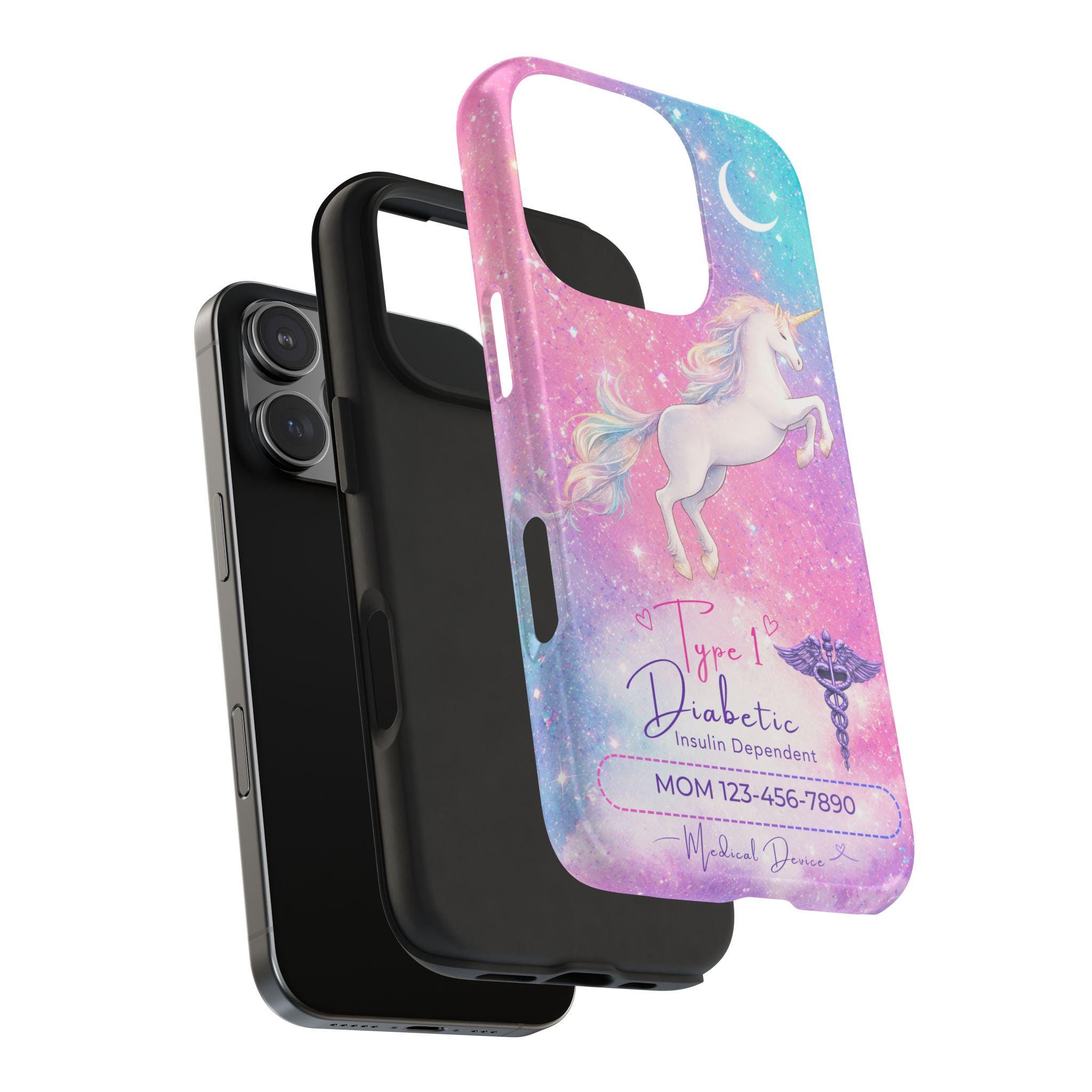 Personalized Type 1 Diabetic Phone Case, Insulin Dependent Medical Alert, Customizable Medical Device
