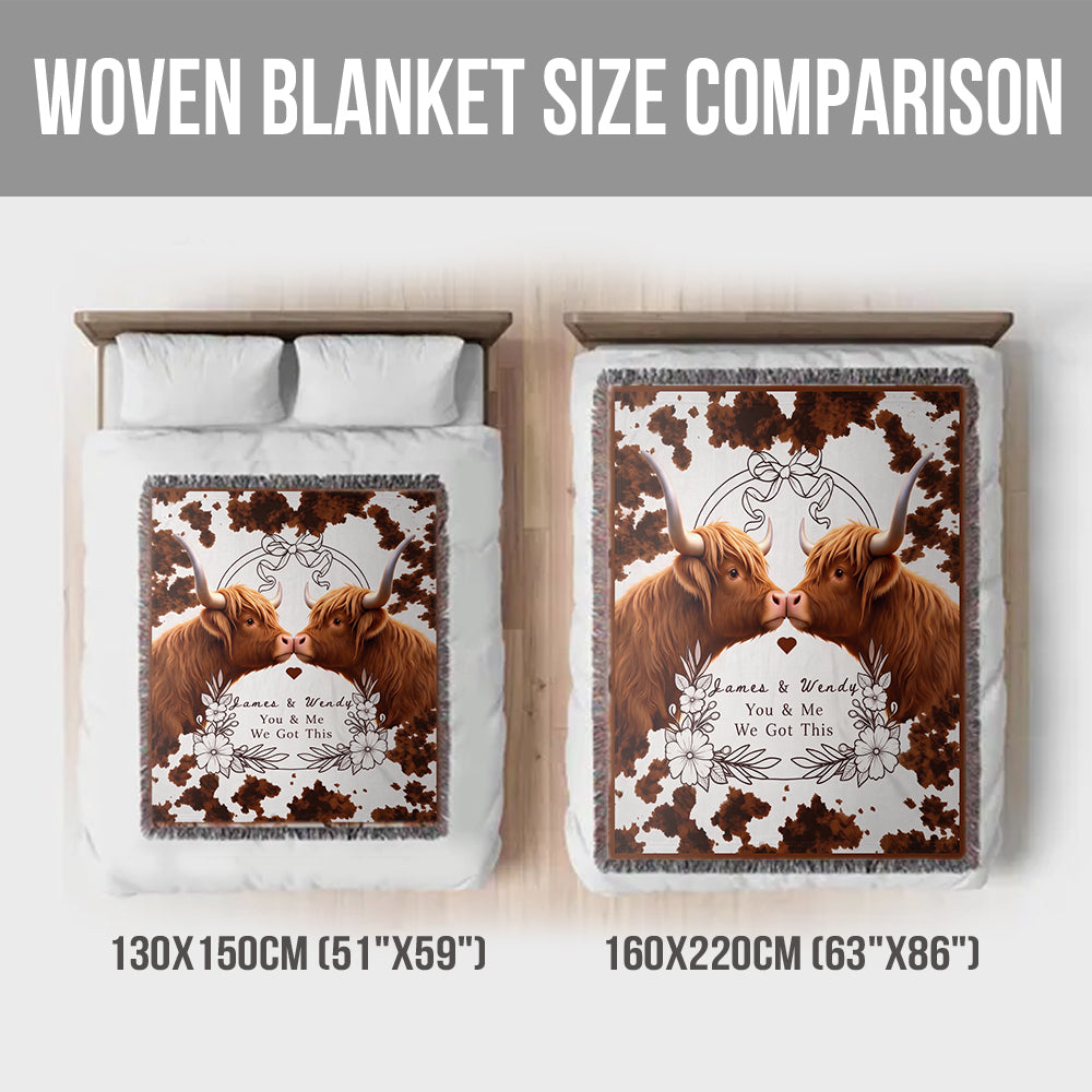 Personalized You & Me We Got This Highland Cow Woven Blanket