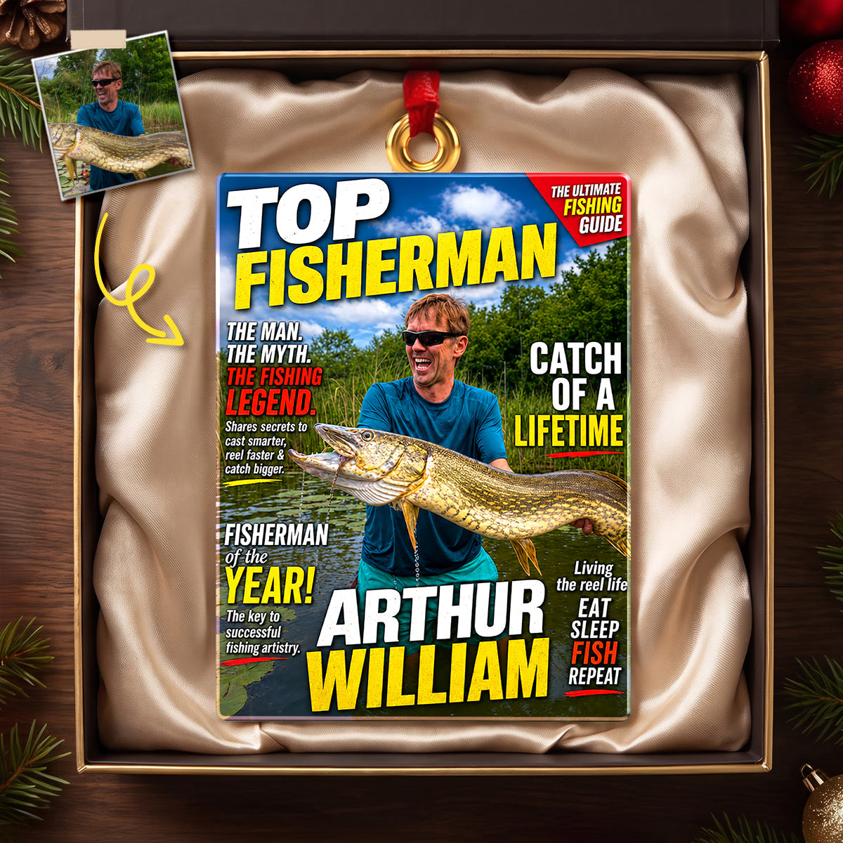 Personalized Photo Fishing Christmas Ornament - Personalized Gifts For Fishing Lovers