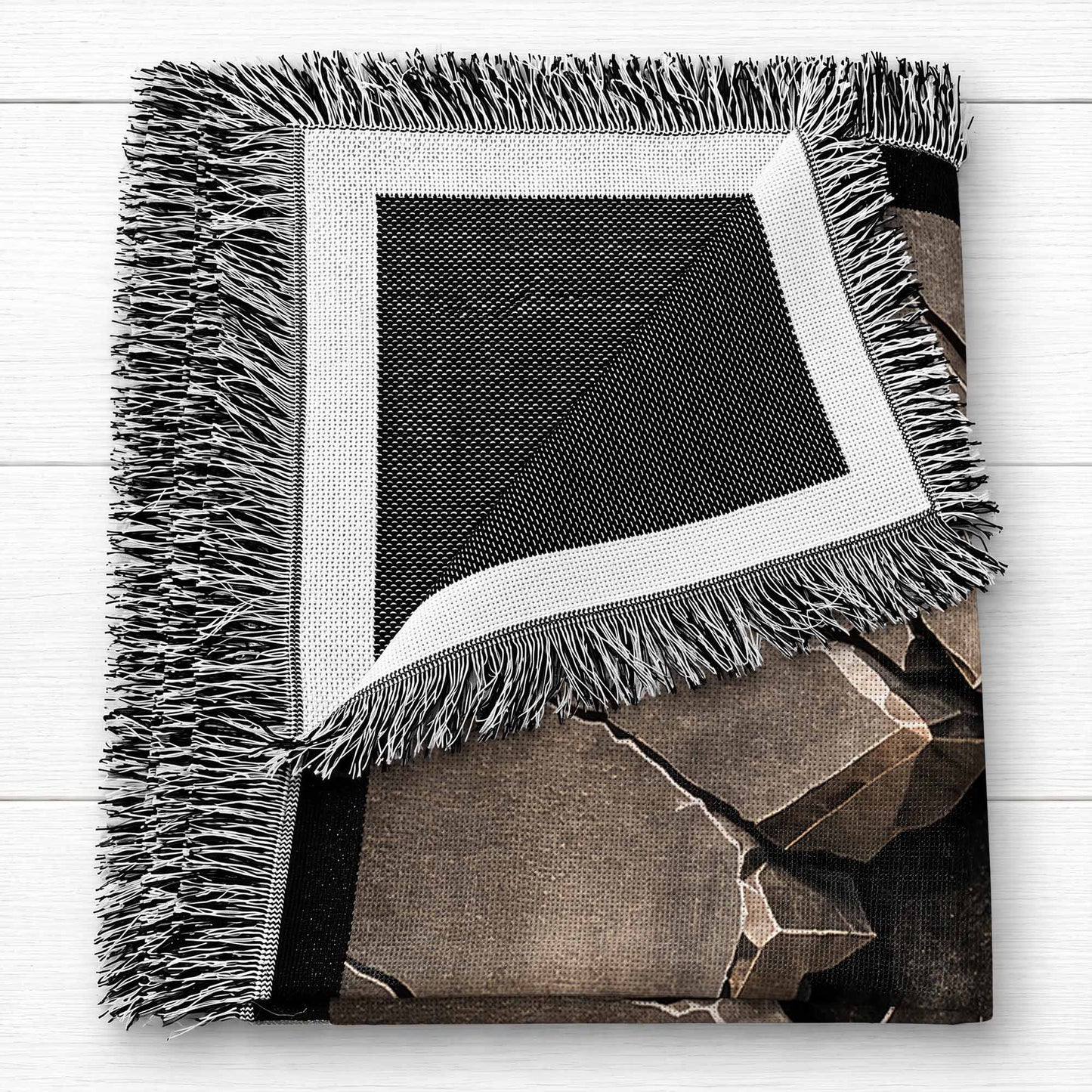 Personalized 3D Guitar Cracked Wall Personalized Woven Blanket, Gift for Musicians