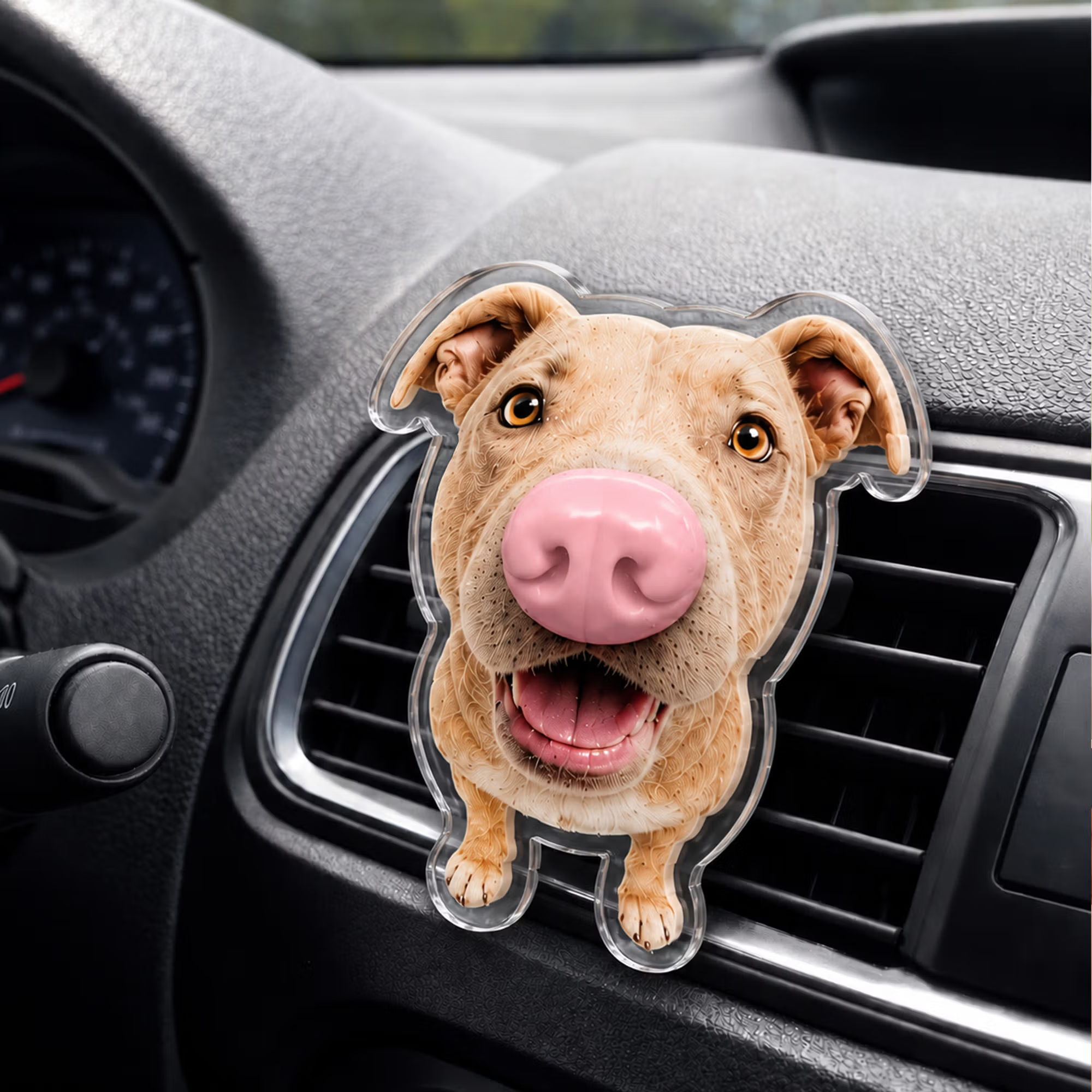 Personalized Dog Photo Nose Car Vent Clip with Name Car Accessories Pet Party Gift for Driver Pet Owner