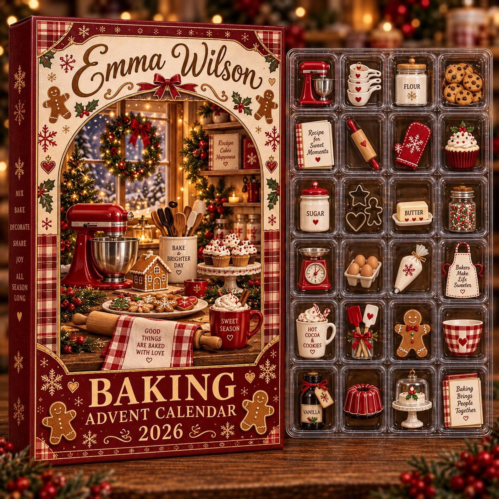 Personalized Baking Advent Calendar, Christmas Baker Countdown, Custom Name Baking Gift, Holiday Kitchen Advent Calendar