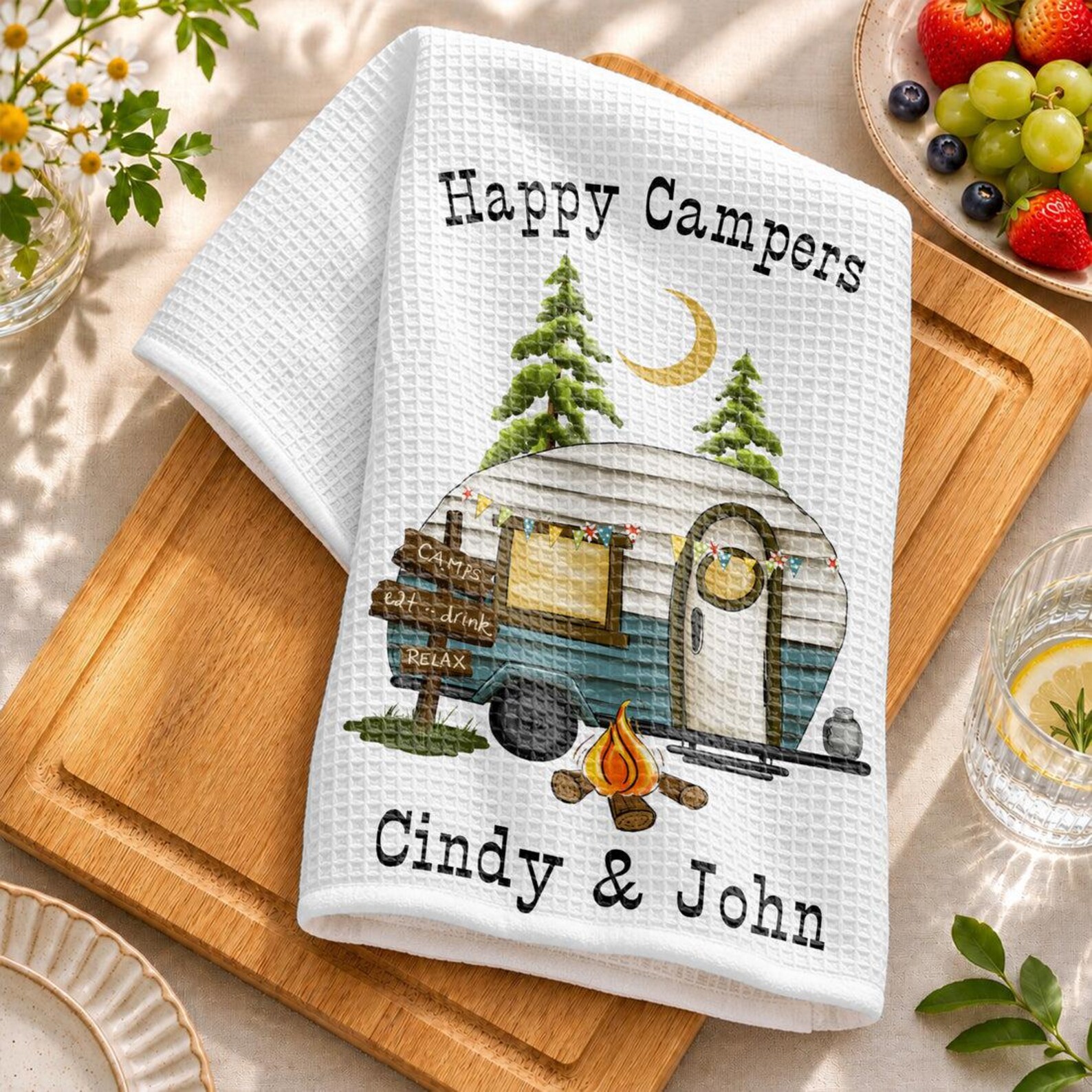 [Copy]Personalized Camping Christmas gift for Couples Tent Camping Decor Custom Pappy Camper Tea Towel Kitchen Decoration Friendsmas gift idea him