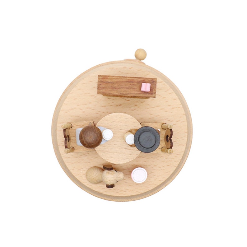 Personalized Wooden Music Box Afternoon Latte Rotating "Love Story" Couple Anniversary Gift