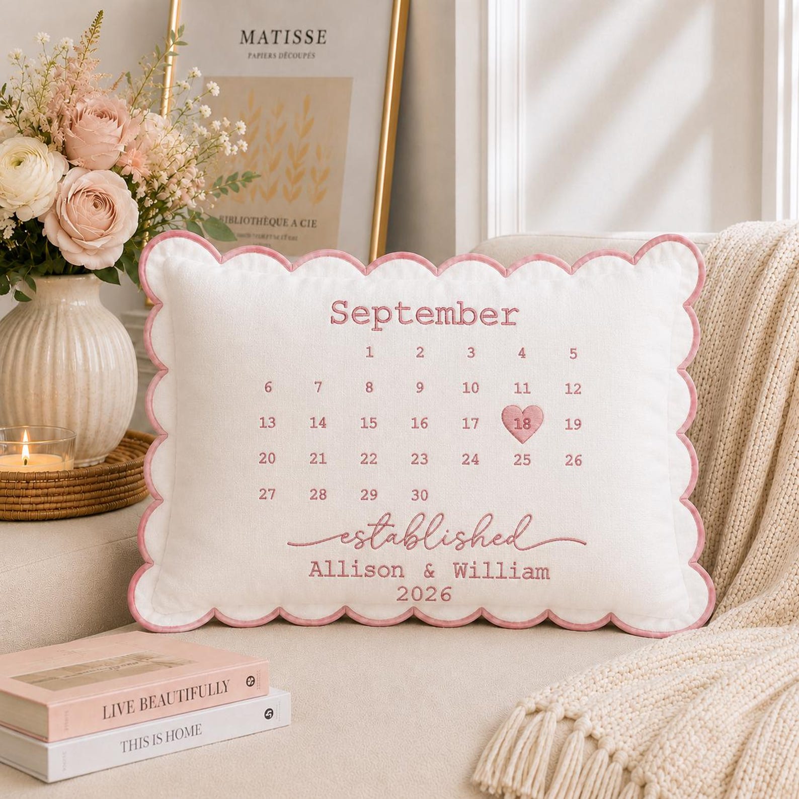 Personalized Wedding Date Pillow With Wedding Date, Wedding Anniversary Pillow, Personalized Wedding Pillow Cover, Wedding Gifts For Couple