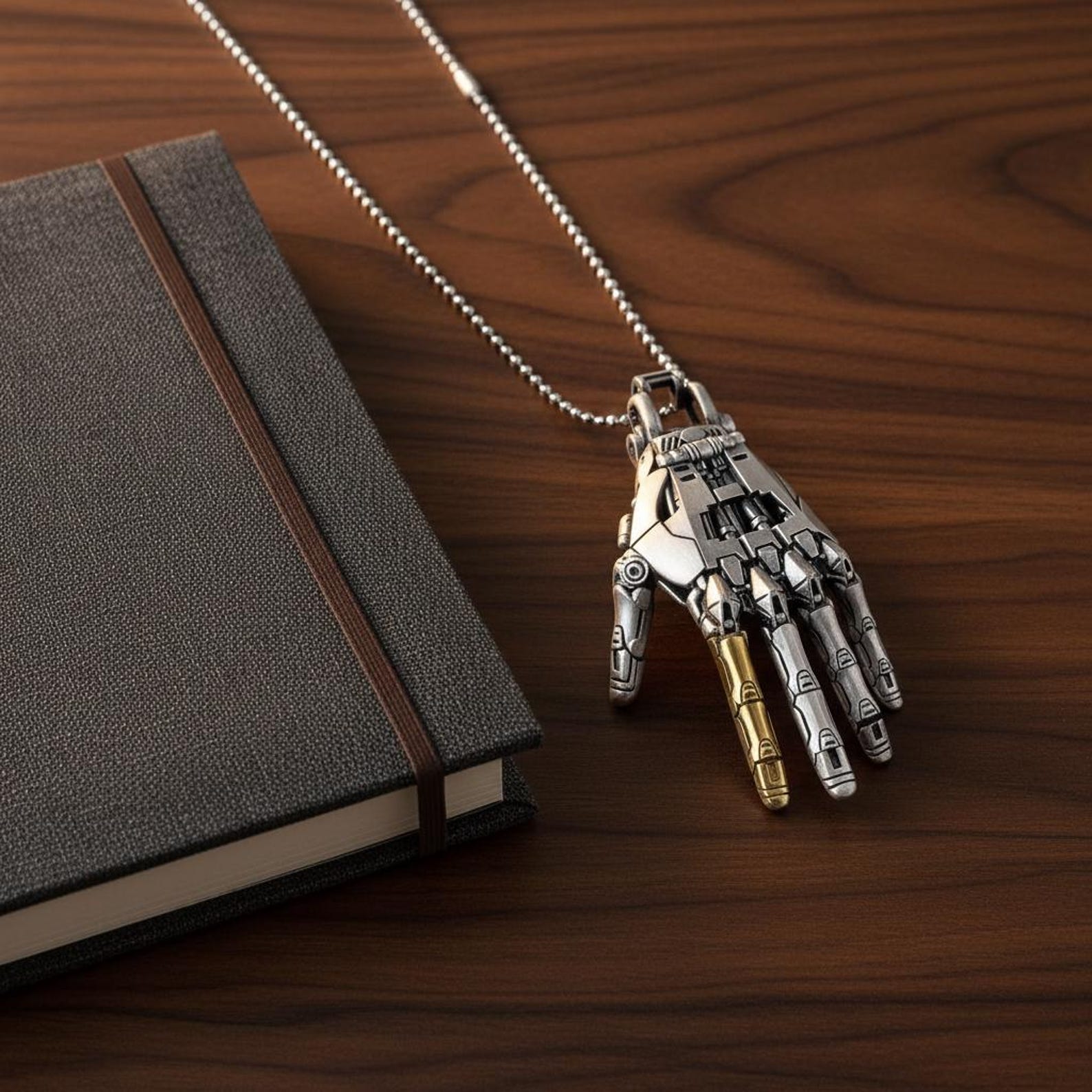 Fidget Necklace For Anxiety ADHD Articulated Robot Hand Pendant Movable Finger Sensory Jewelry Stim Toy Brass Calming Stress Relief Gift