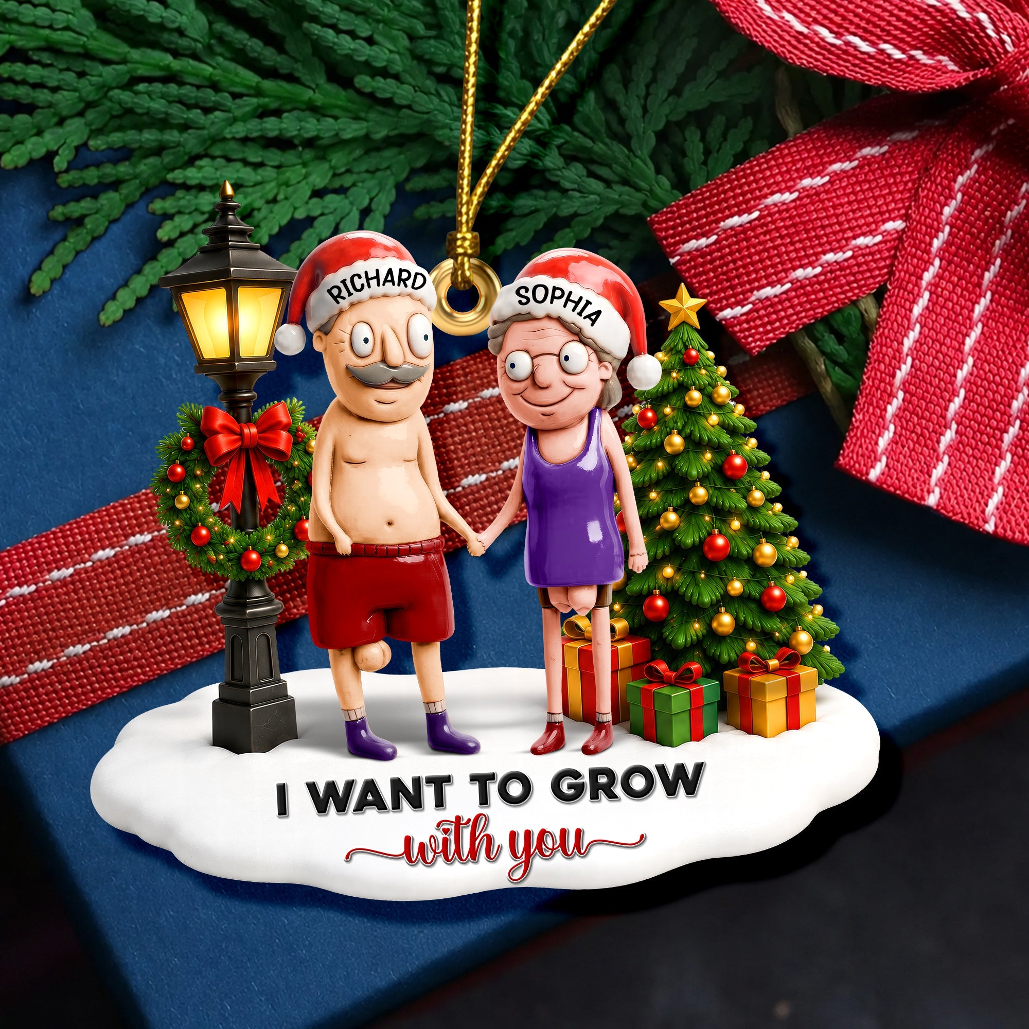 Personalized Funny Old Couple Ornament - Personalized Gifts For Couple Christmas Ornament 
