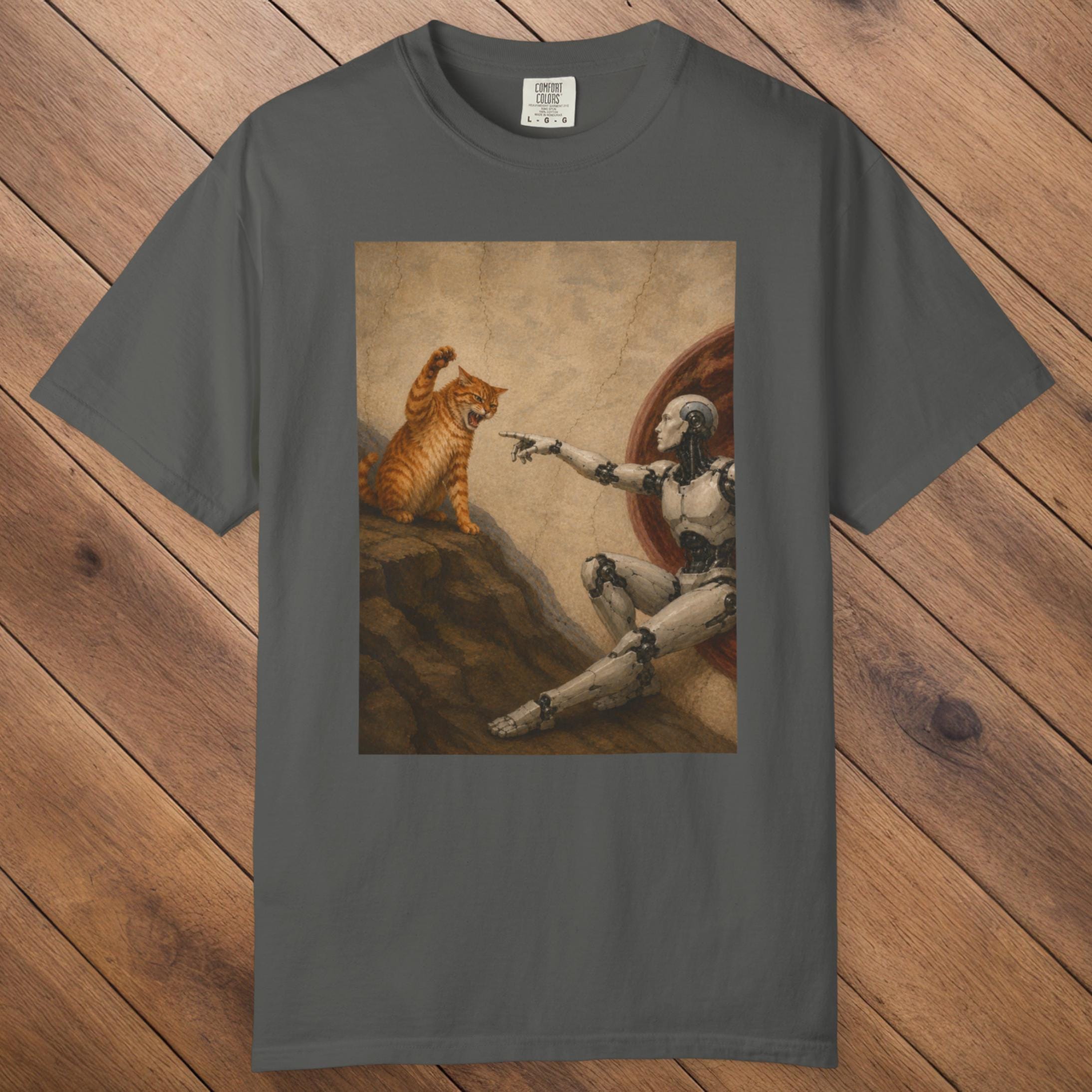 Funny Anti AI Cat TShirt Cat Famous Painting Meme Tee Cat Lover Shirt Gen Z Joke Shirt Stupid Brainrot Gift Conspiracy Theory Gen Z Fashion