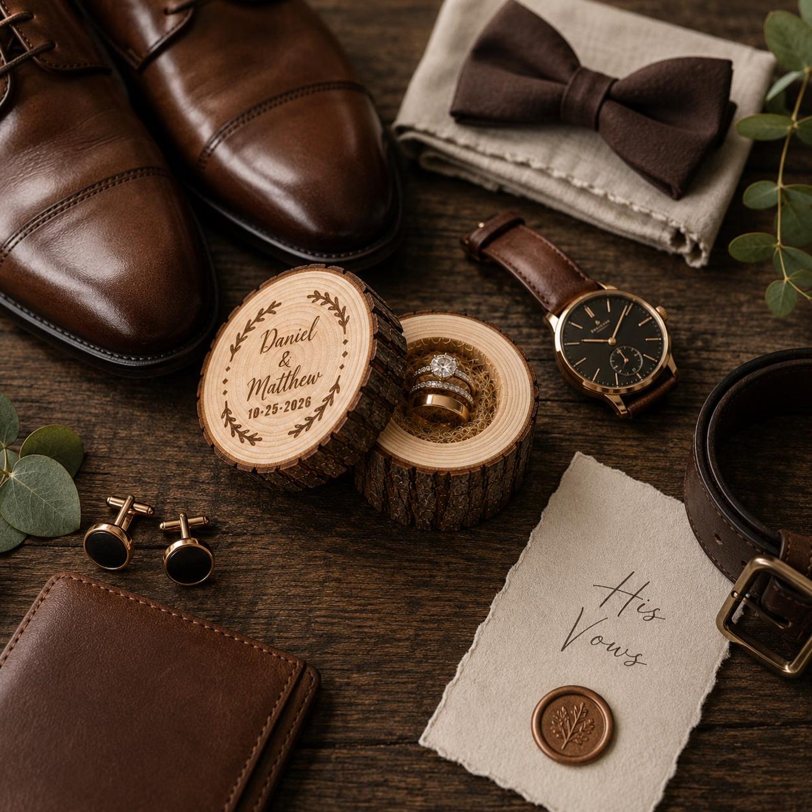 [Copy]Personalised Tree Stump Ring Box, Rustic Wedding Engagement Holder, Personalized Wooden Proposal Box,Golden Silver Wedding Anniversary Tree Trunk