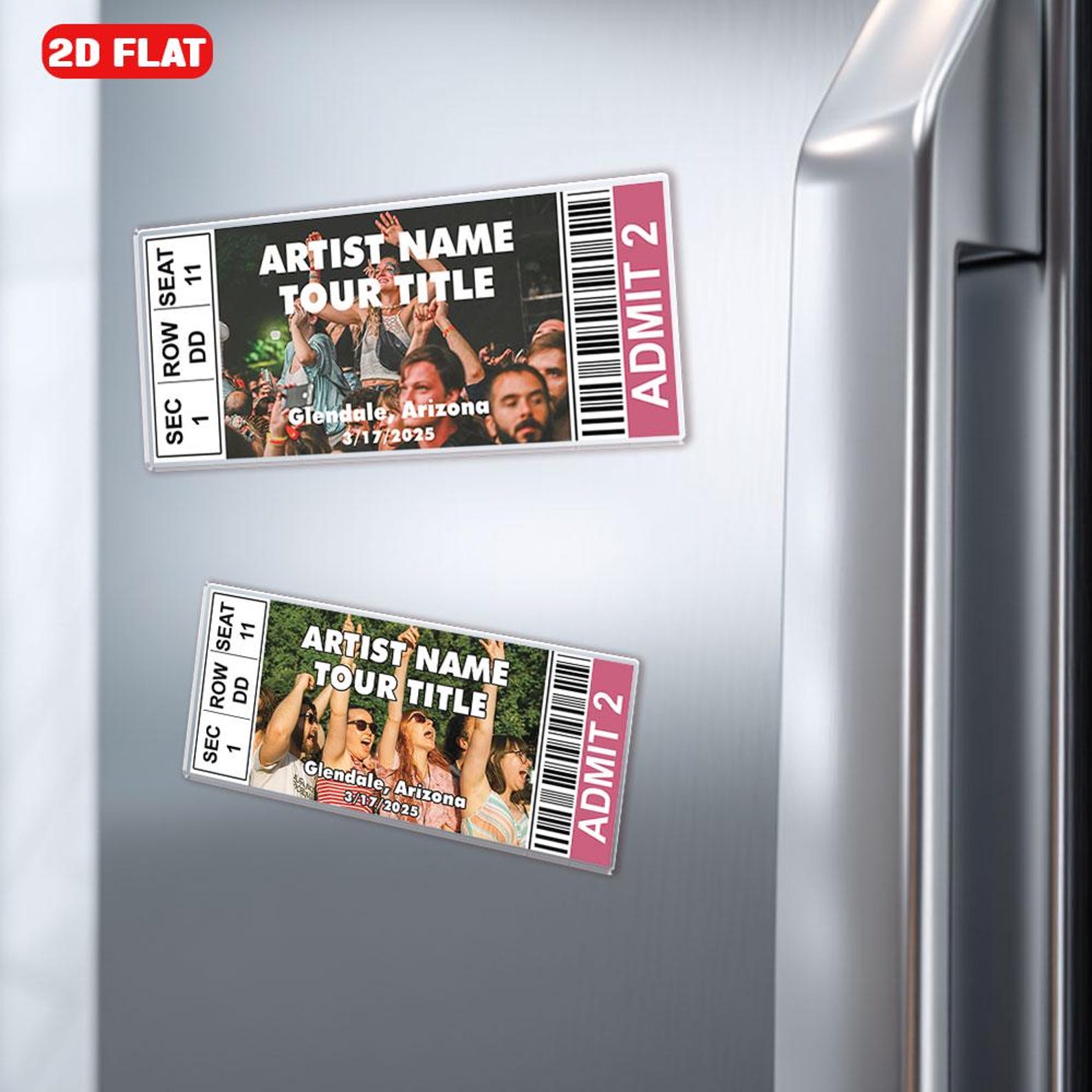 Personalized Photo Fridge Magnet Personalized Music Concert Ticket Kitchen Decor Magnet Photo Ticket Music Tour Photo Souvenir Gift Magnet Picture