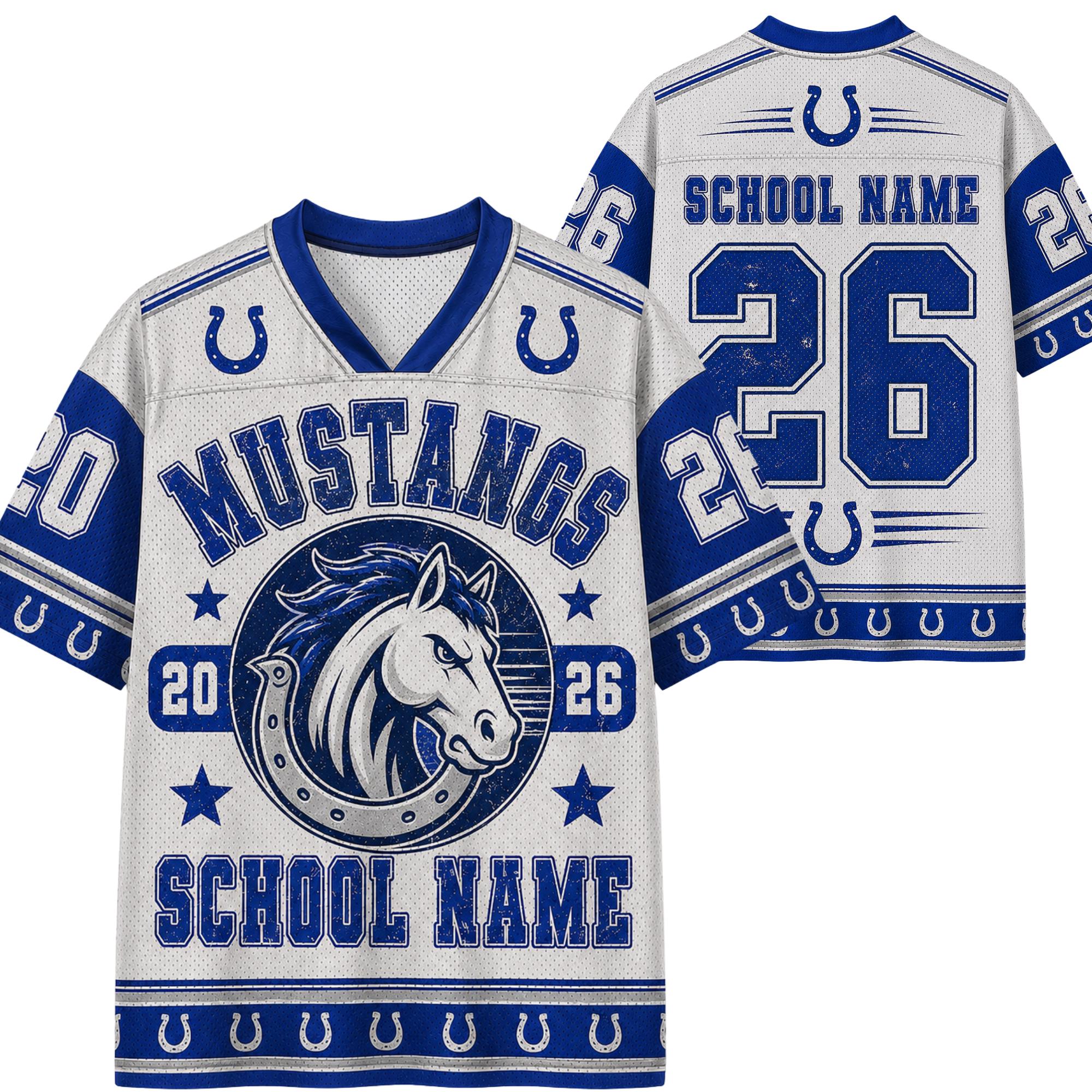 Personalized School Mascot Football Jersey, Custom Vintage Gators Tigers Wildcats V-Neck Shirt, Friday Night Lights School Spirit Top