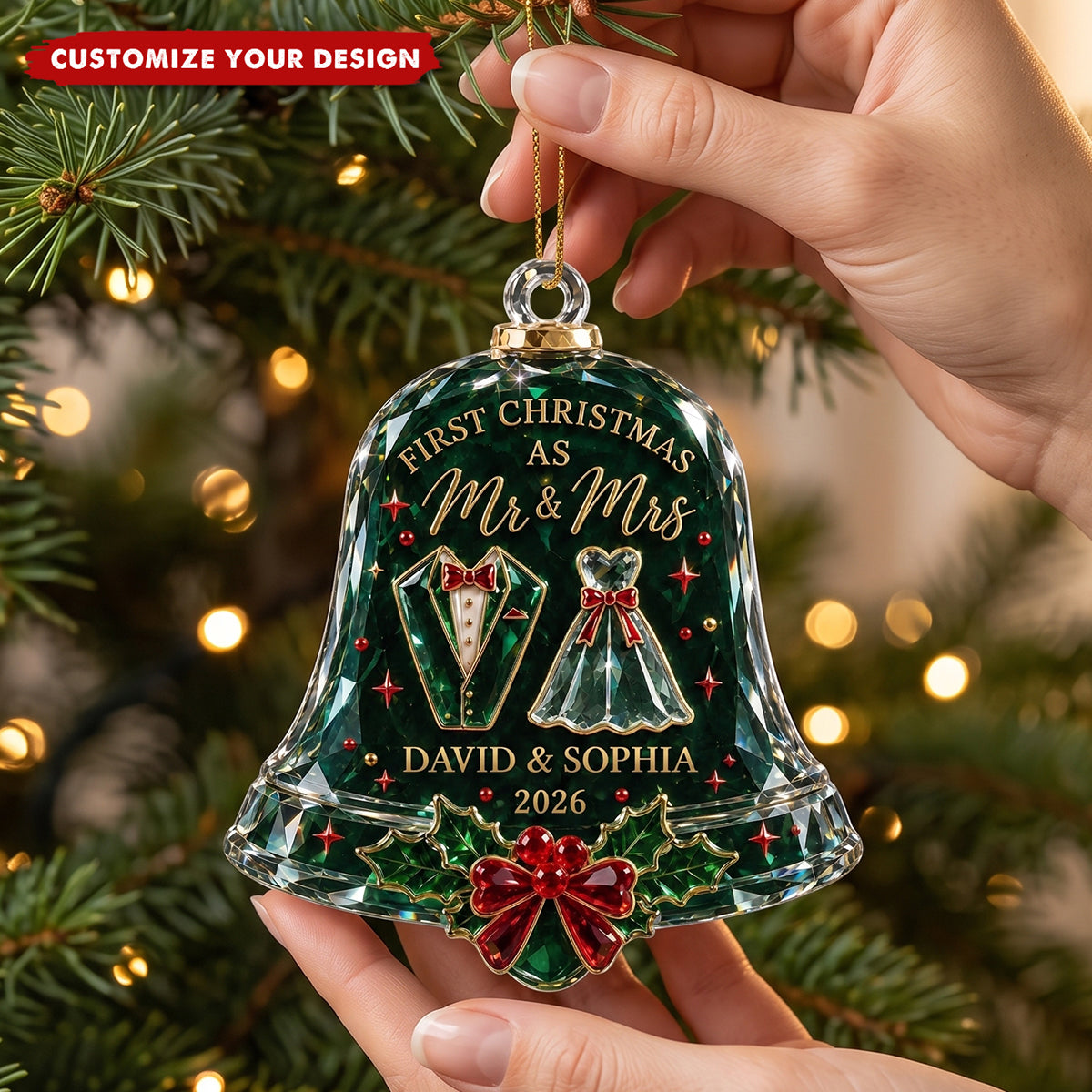 Personalized First Christmas As Mr & Mrs, Acrylic Ornament