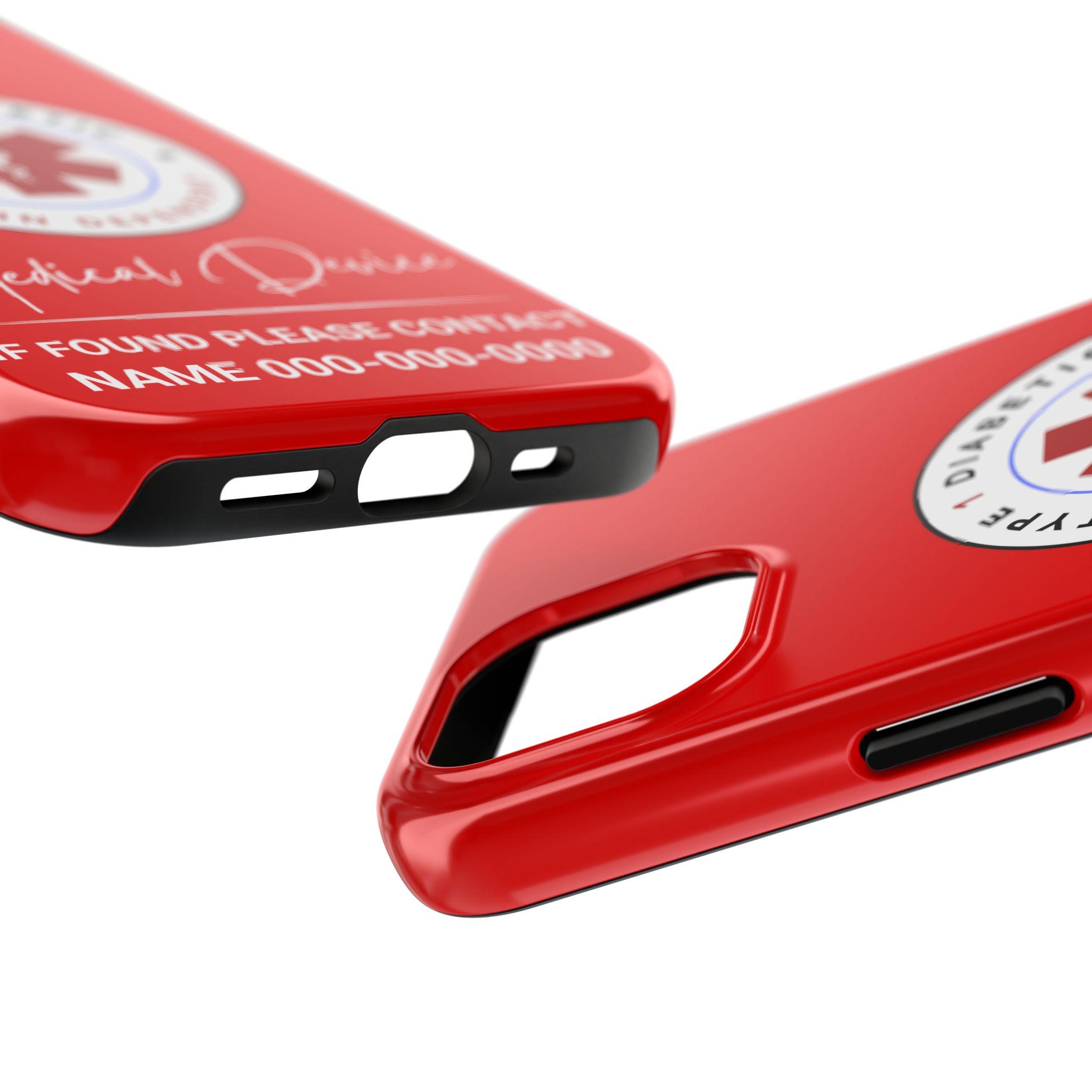 Personalized Type 1 Diabetic Medical Device Phone Case | Customizable Insulin Dependent Alert, Protective Cover