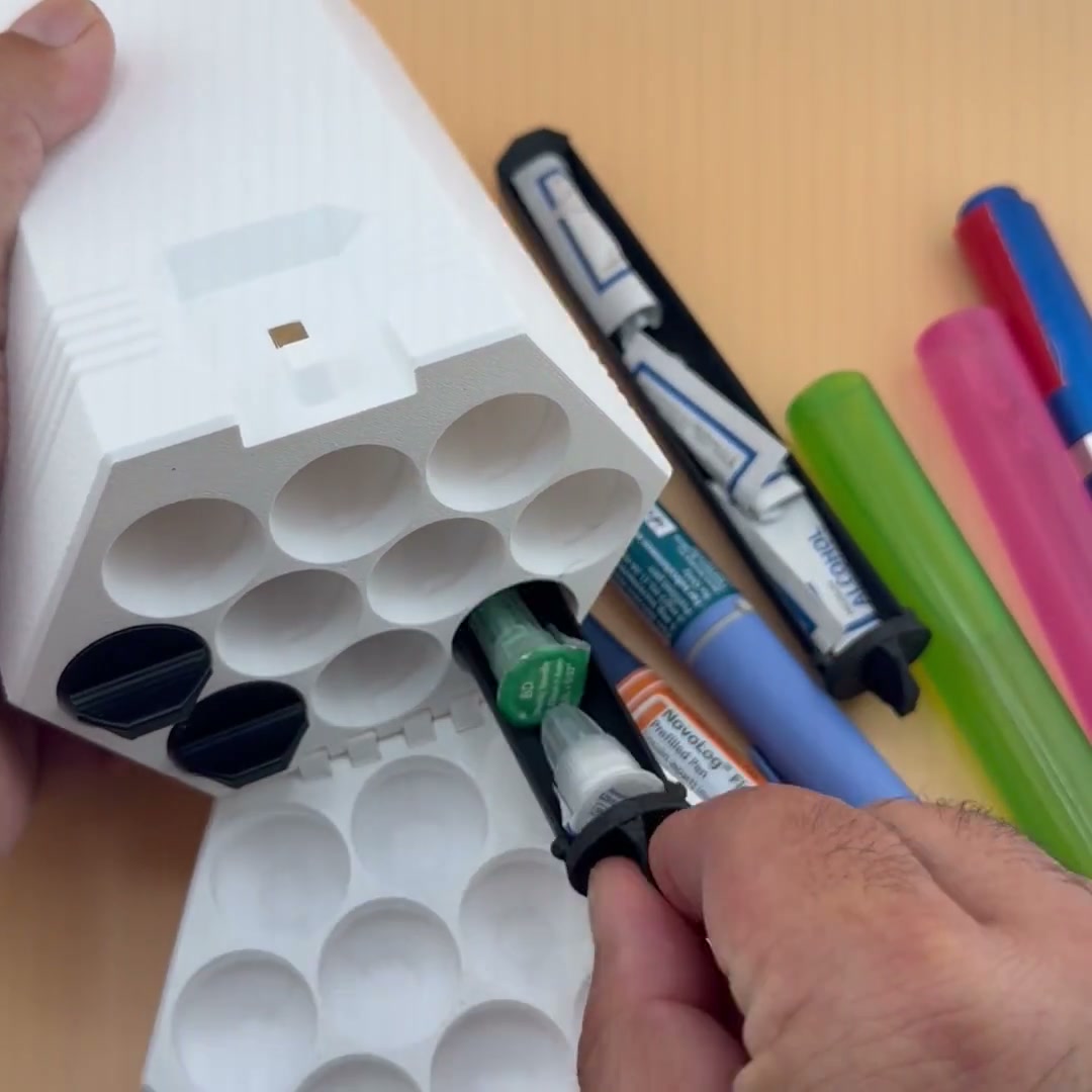 3D Printed Travel Case - 2/5/7/10 Slot Organizer for Insulin Pens, Peptide Pens, Needle Tips or Ice Packs