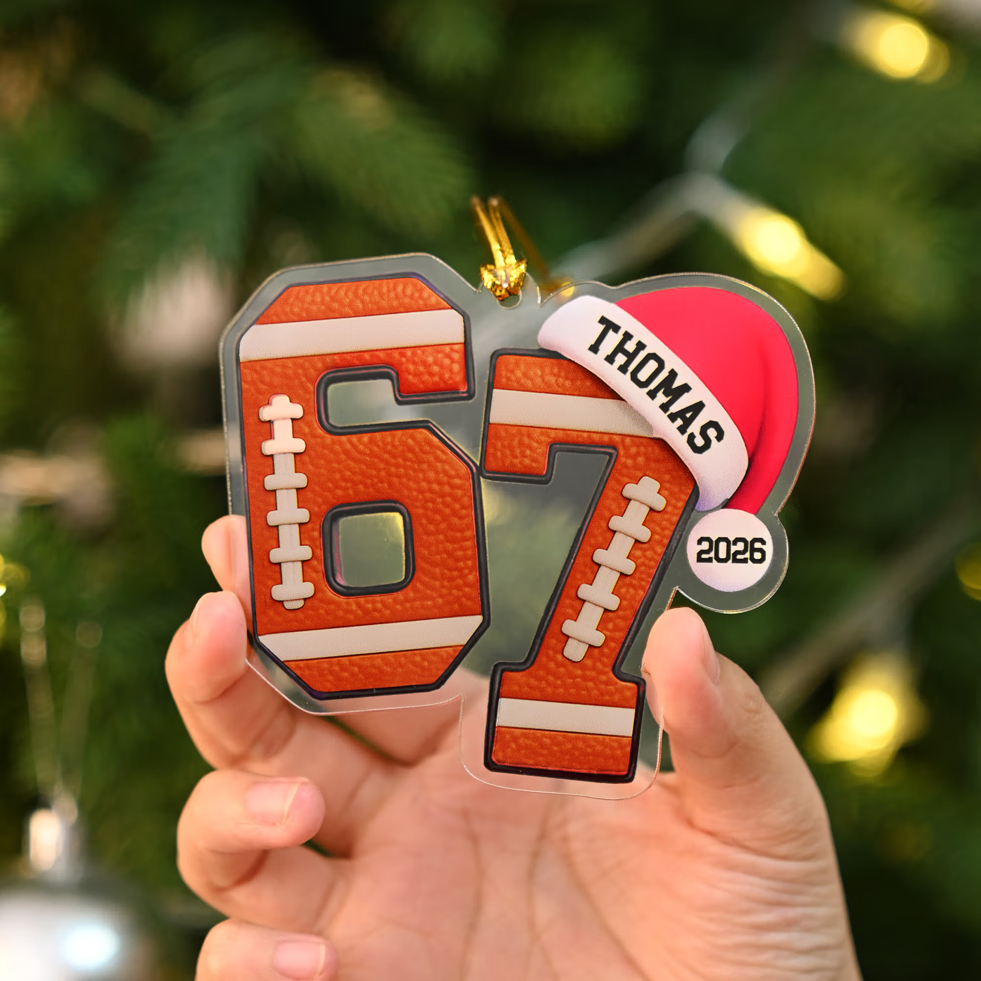 Personalized 67 Baseball Basketball Acrylic Sports Christmas Ornament with Name Christmas Gift for Sports Lovers