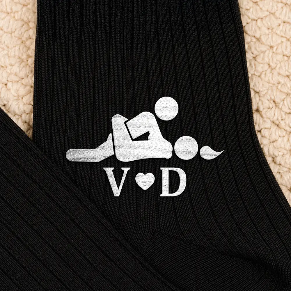 Personalized Naughty Couple Position Funny Gift For Husband Boyfriend - Personalized Embroidered Socks