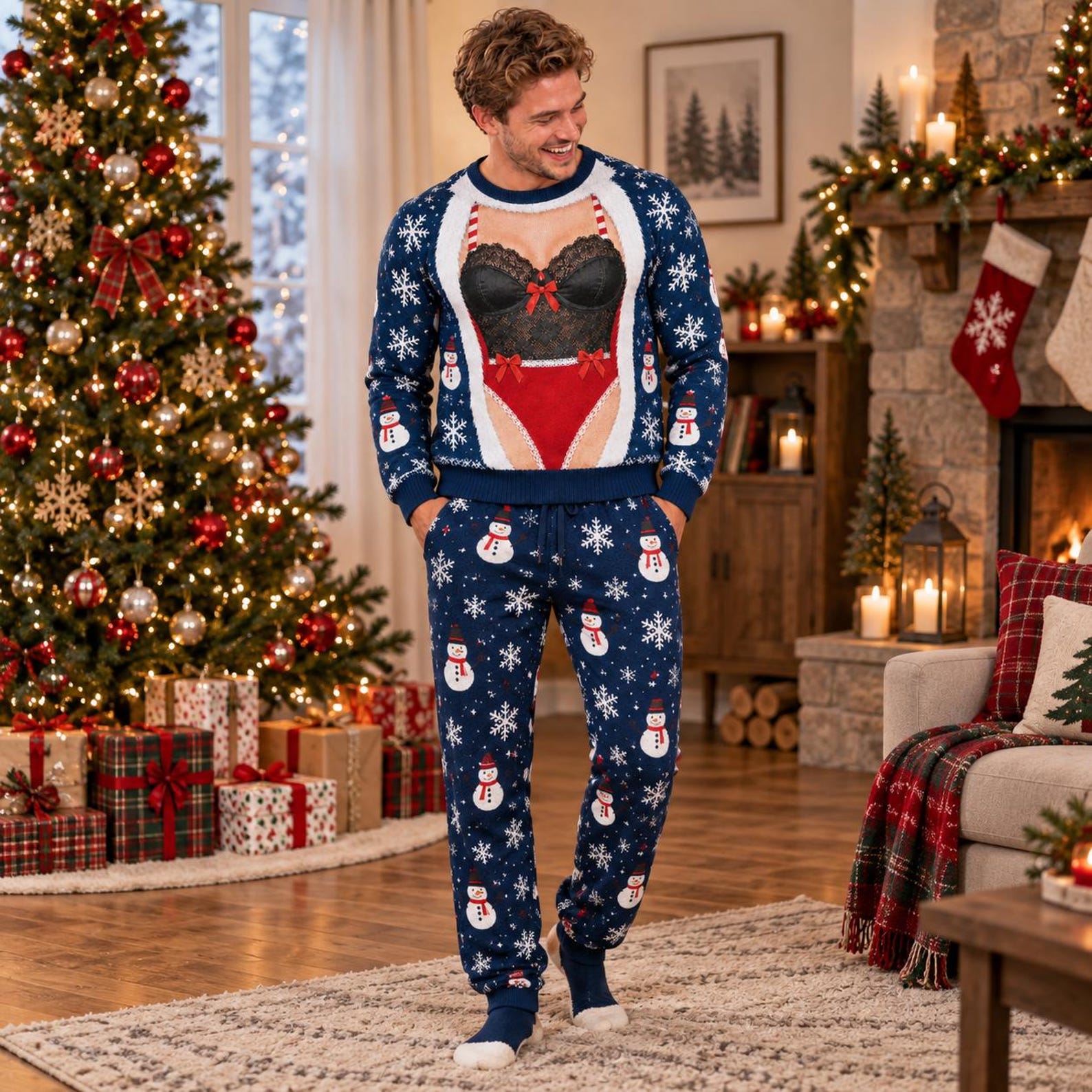 Personalized Funny Christmas Sweater, Men Novelty Knitted Pullover, Ugly Holiday Gift