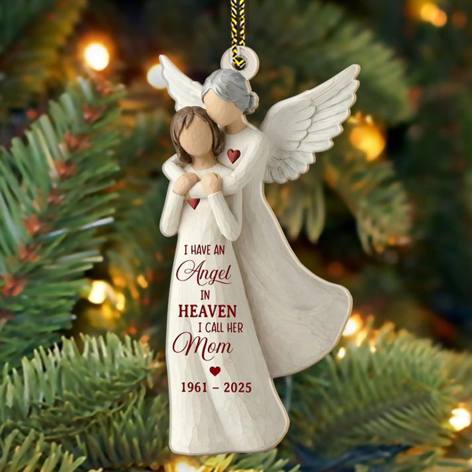 Personalized Memorial Ornament, Custom Christmas Angel In Heaven Dad Mom Loss Ornaments, Remembrance Keepsake, Loss of Parents Gift