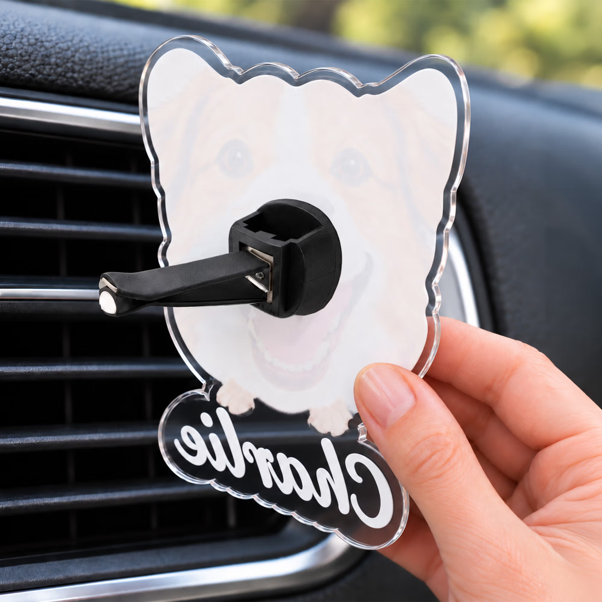 Personalized Dog Photo Nose Car Vent Clip with Name Car Accessories Pet Party Gift for Driver Pet Owner