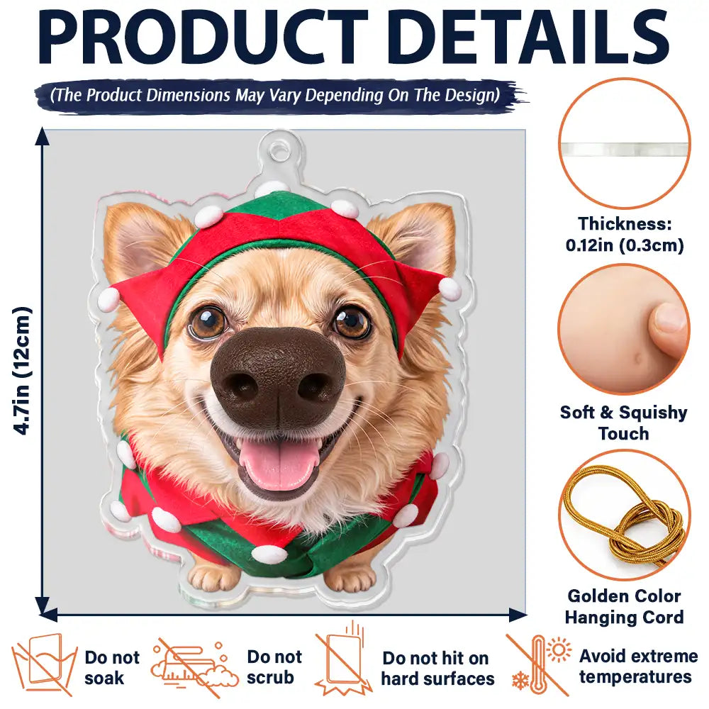 Personalized Photo Funny Dog Nose Gift For Dog Lovers - Personalized Squishy Acrylic Ornament
