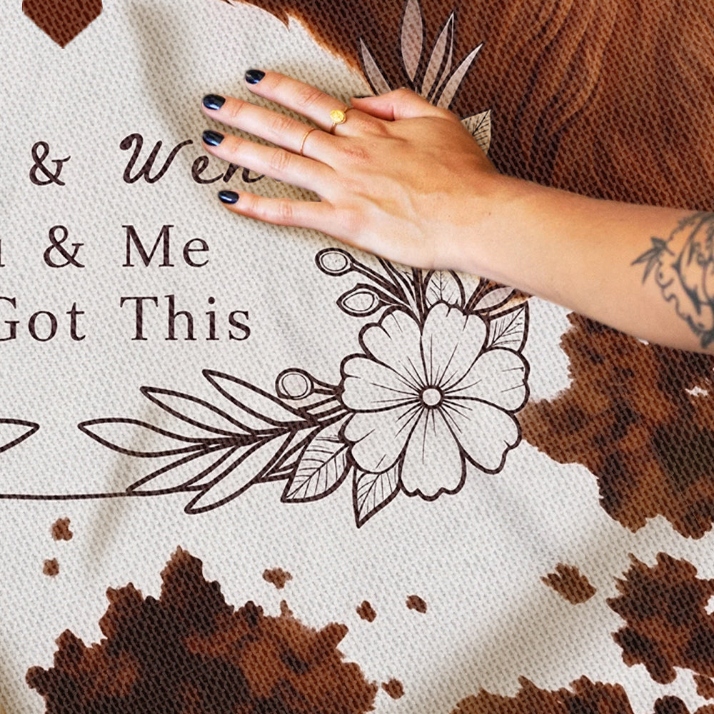 Personalized You & Me We Got This Highland Cow Woven Blanket