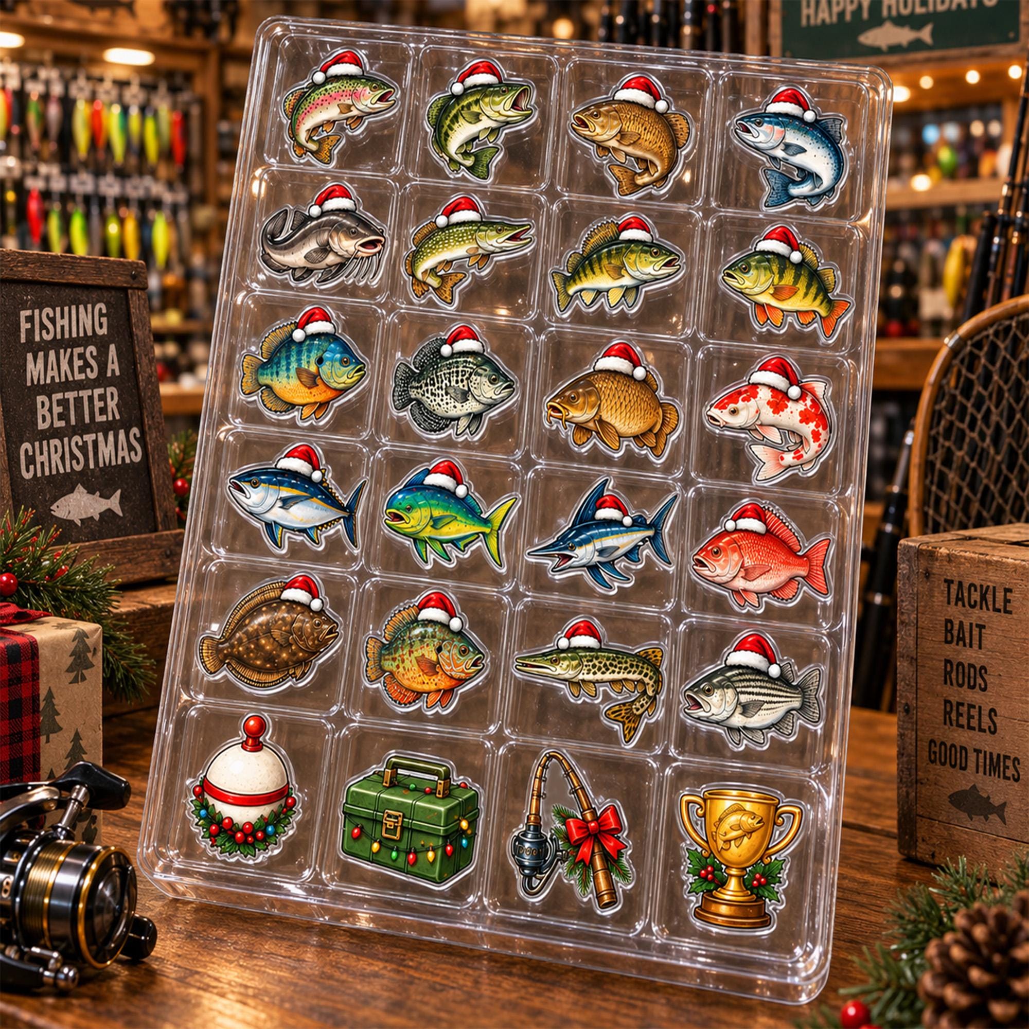Personalized Fishing Advent Calendar: Custom Face Photo Christmas Countdown Charms Blind Box