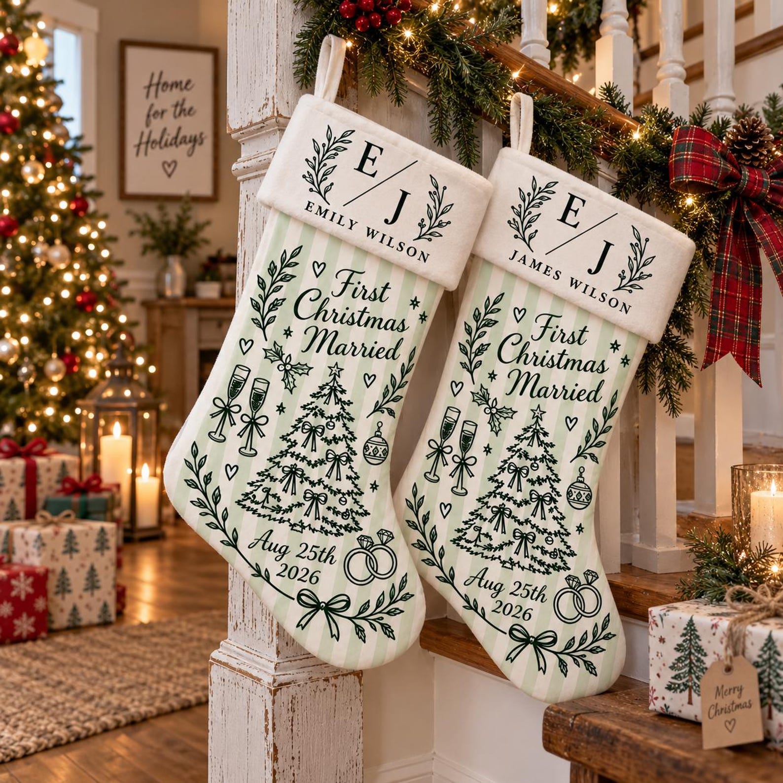 [Copy]Personalized Photo Christmas Stocking Decor With Name