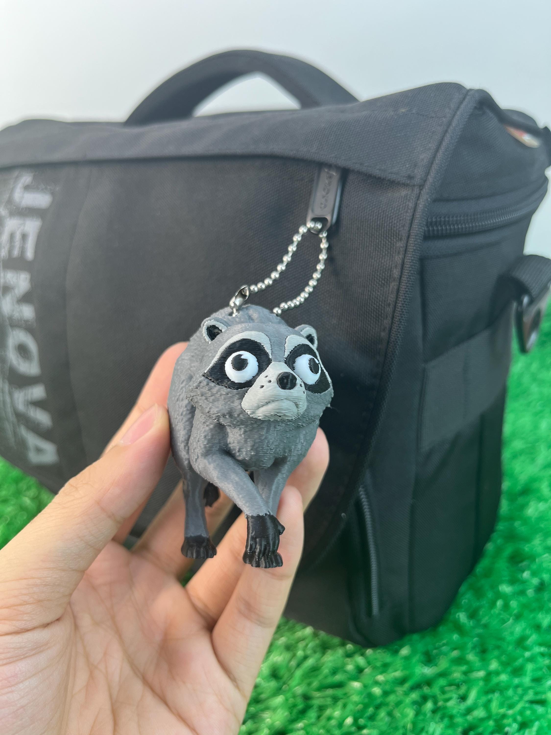 Jimothy the Raccoon Keychain | Short Spine Viral Seattle Raccoon Meme Charm | Internet Famous Trash Panda Gift for Raccoon Lovers