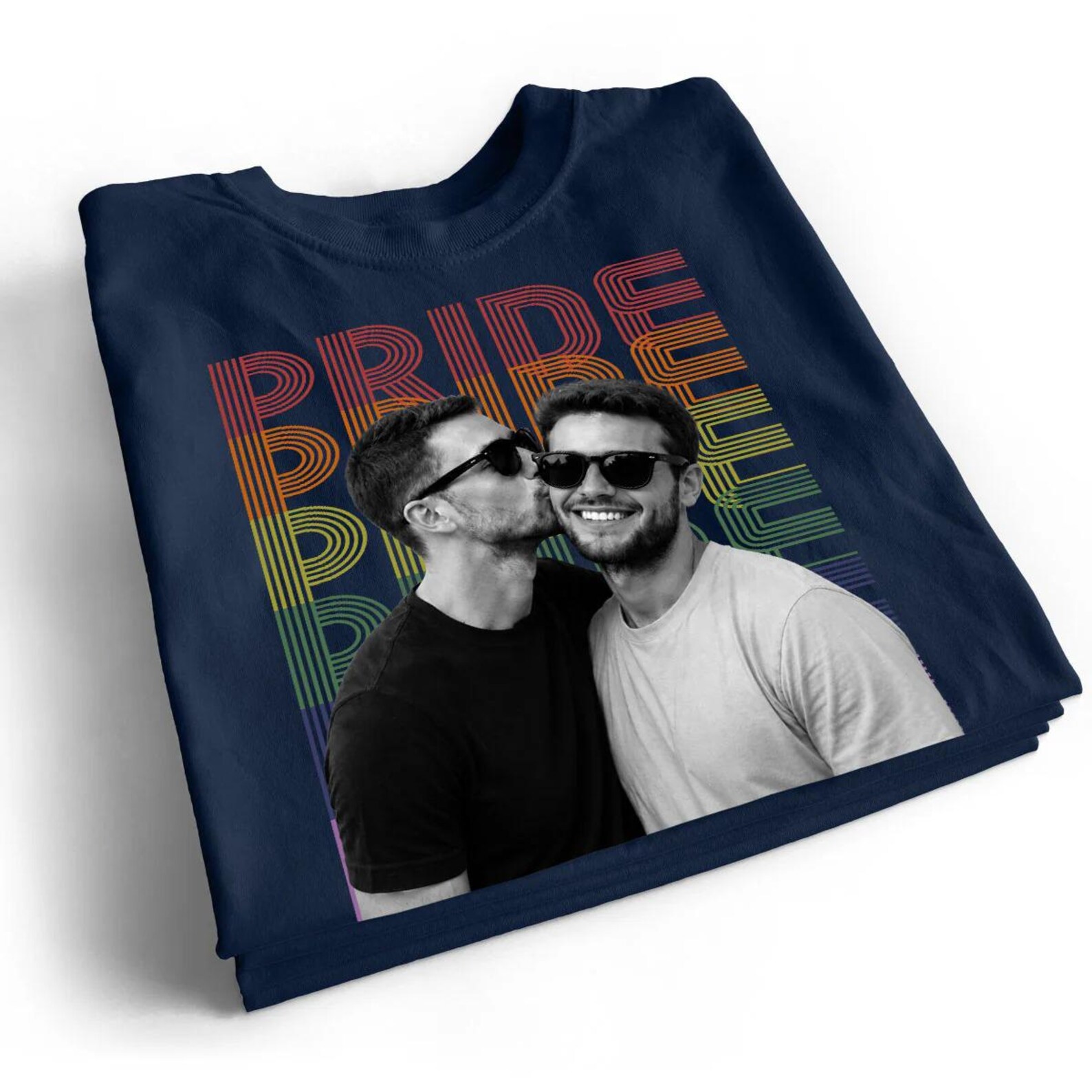 Personalized Pride Couple Shirt with Photo and Name Custom LGBTQ+ Gift Custom Face Graphic Tee LGBTQ Amsterdam World Pride 25th Anniversary Equality Gift
