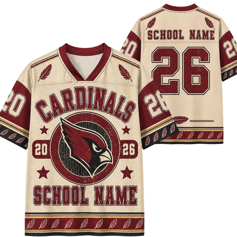 Personalized School Mascot Football Jersey, Custom Vintage Gators Tigers Wildcats V-Neck Shirt, Friday Night Lights School Spirit Top