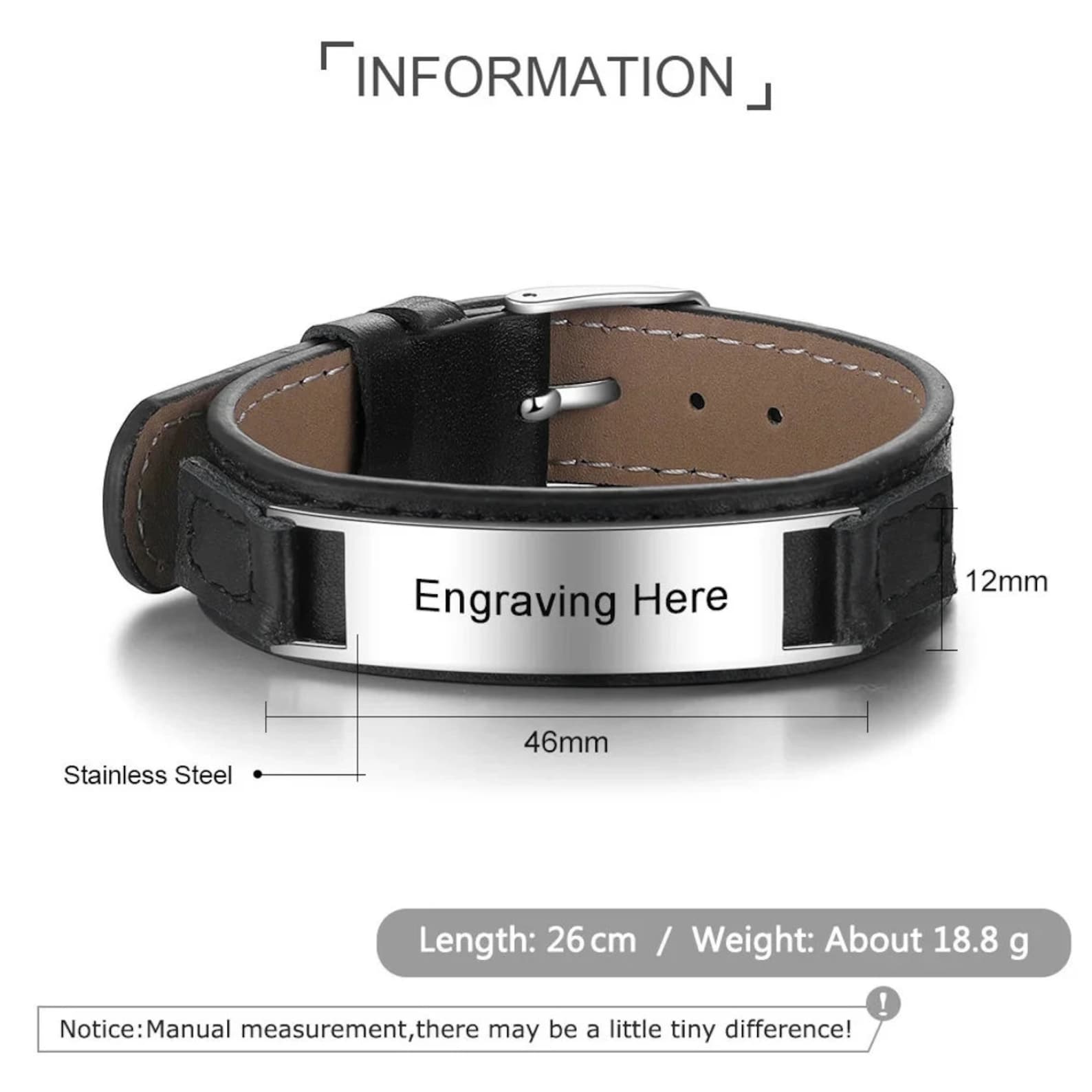 Personalized Adjustable Medical Alert ID Bracelet for Men - Engraved Leather & Steel - Emergency Contact SOS Medic