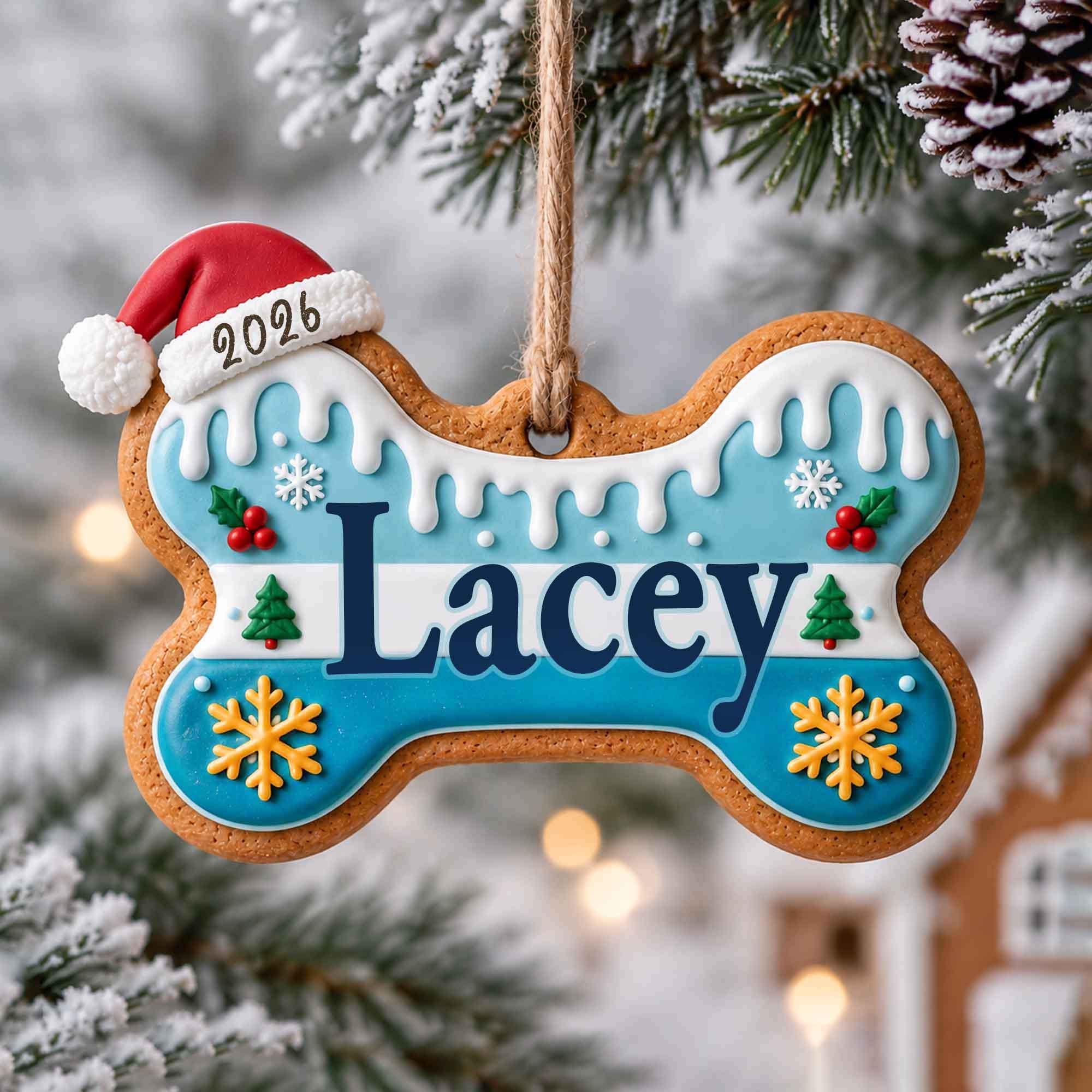 Personalized Dog Bone Christmas Ornament, Custom Pet Ornament, Dog Christmas Gift, Dog Lover Gift, New Puppy Gift, Christmas Tree Decor