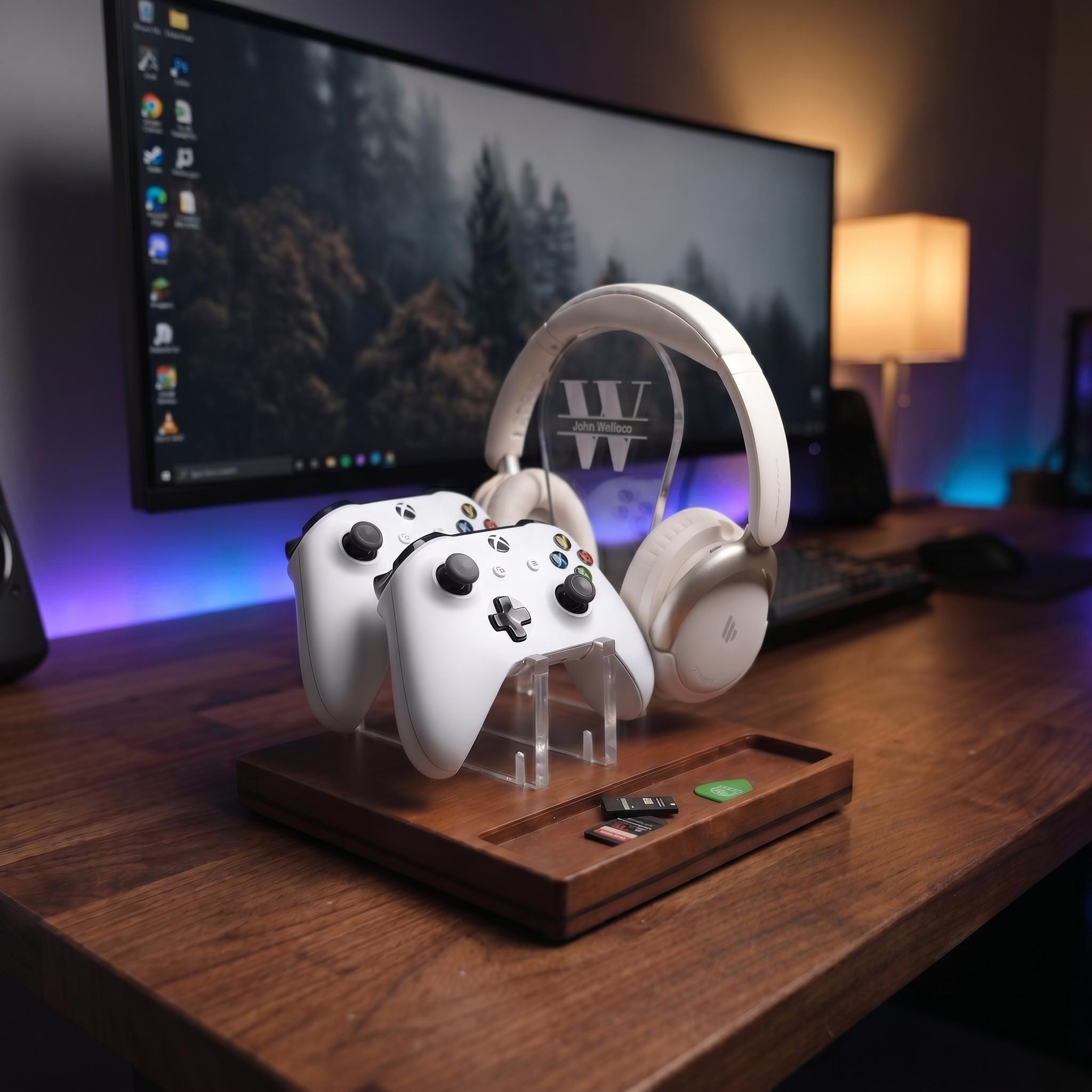 Personalized Led Headphone Stand, Streamer Headset Holder Stand, Gamertag Led Light Sign, Headphone Holder, Christmas Gifts for Gamers