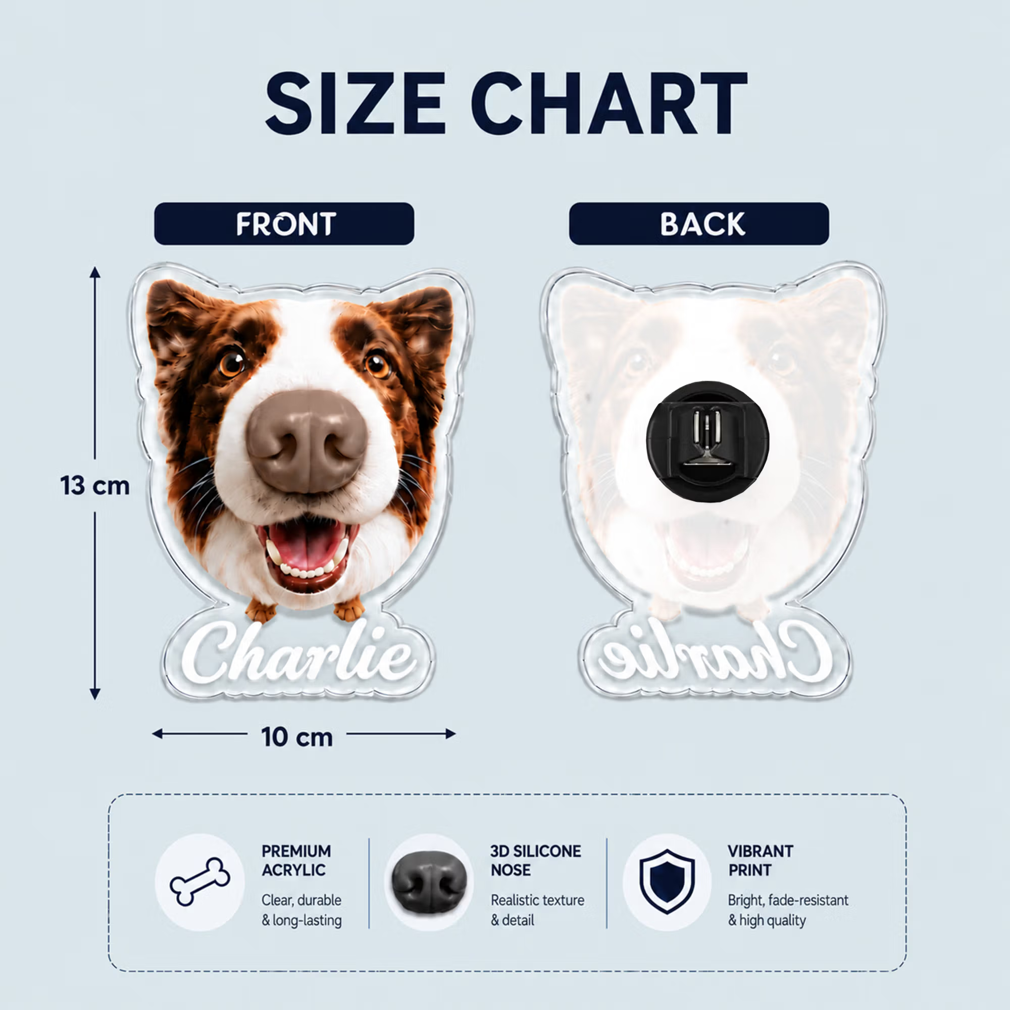 Personalized Dog Photo Nose Car Vent Clip with Name Car Accessories Pet Party Gift for Driver Pet Owner