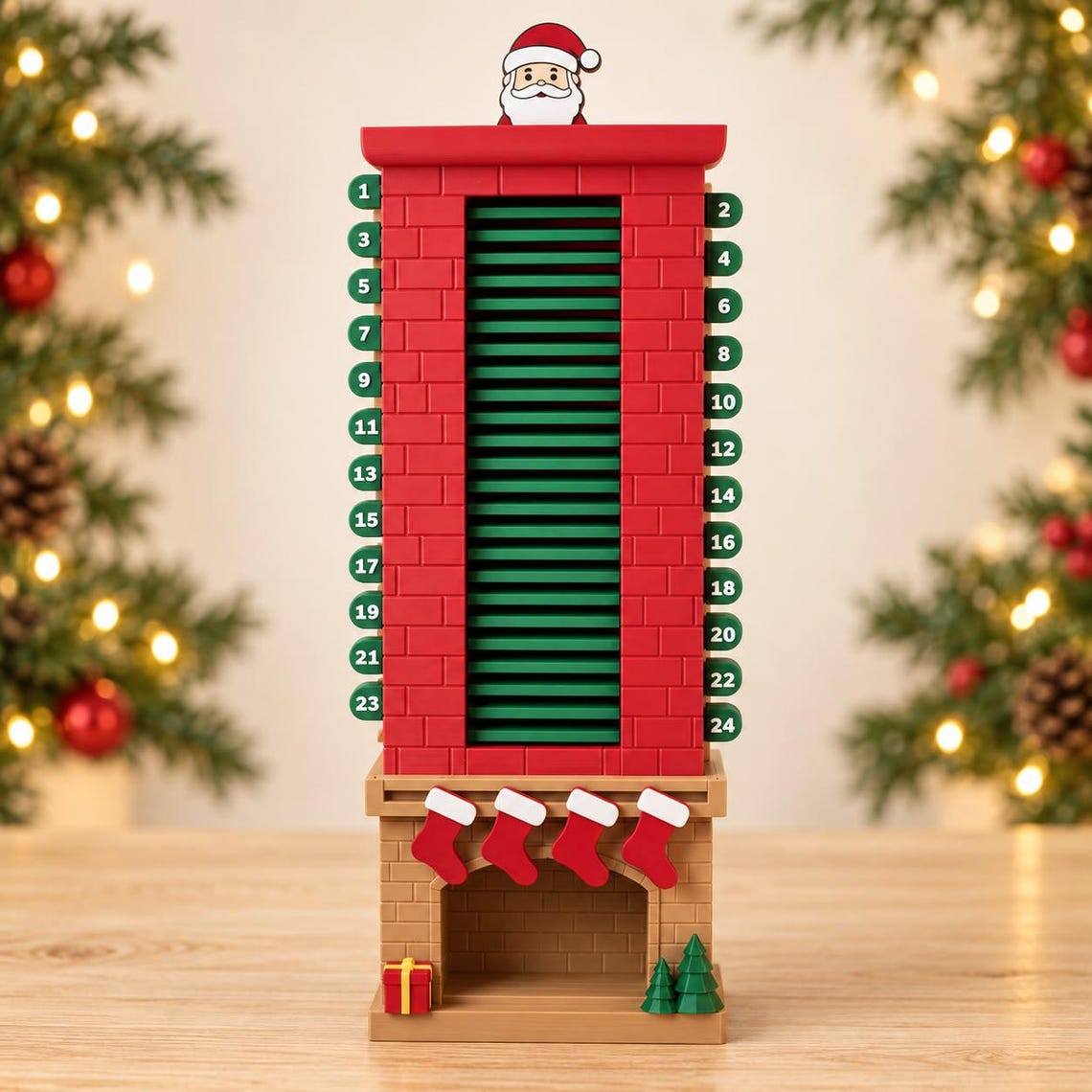 3D Printed Santa Chimney Advent Calendar, Christmas Countdown