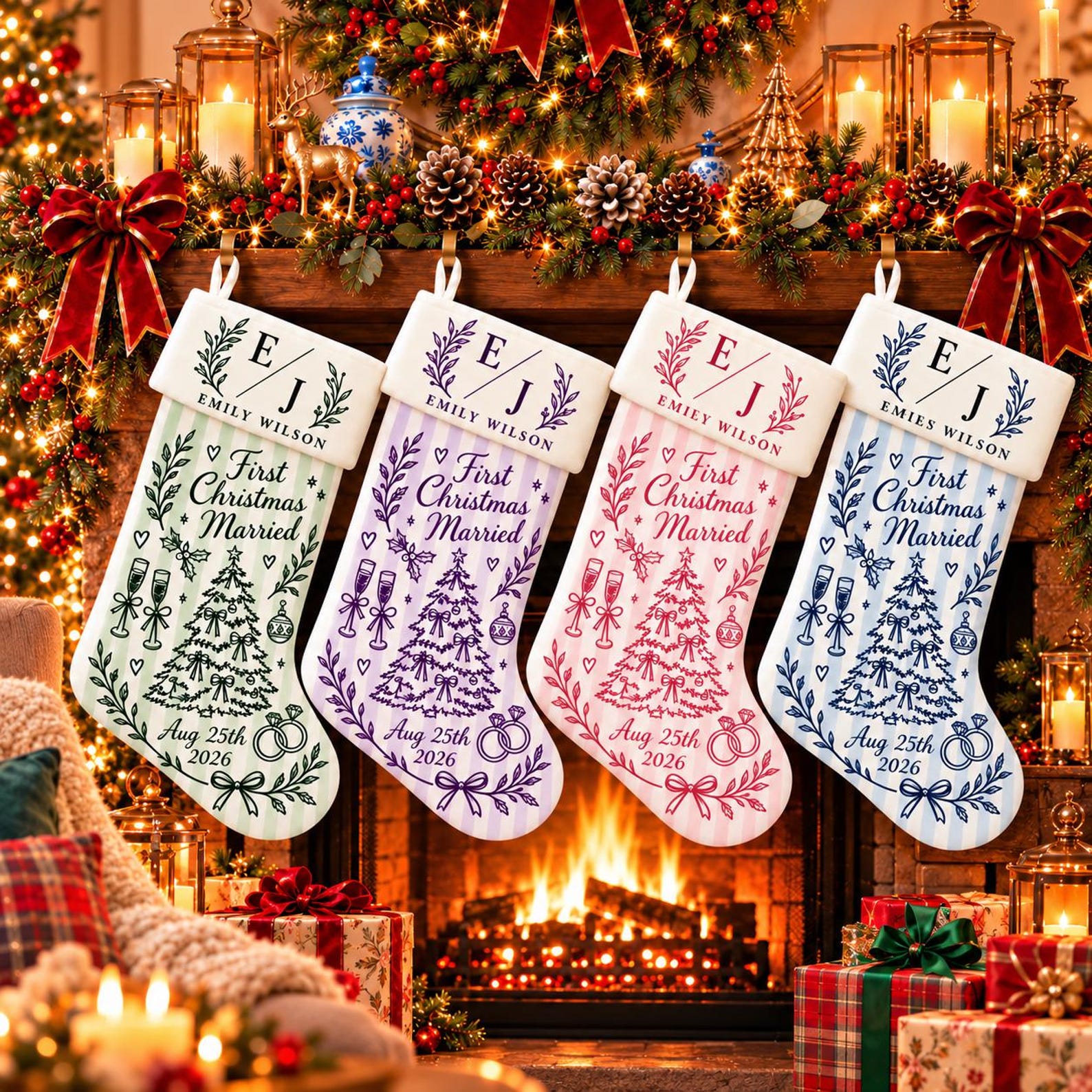 [Copy]Personalized Photo Christmas Stocking Decor With Name