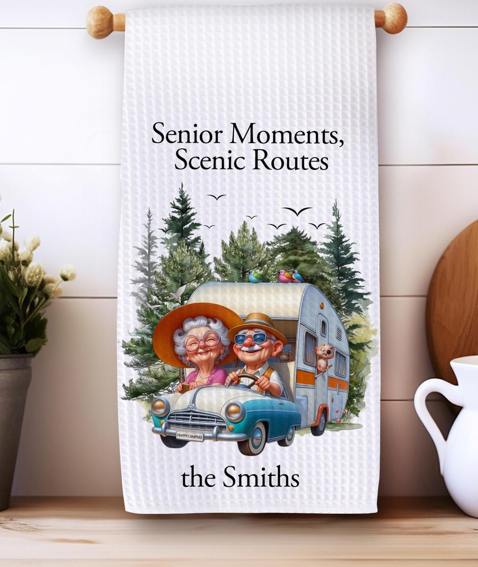 Personalized Camping Christmas gift for Couples Tent Camping Decor Custom Pappy Camper Tea Towel Kitchen Decoration Friendsmas gift idea him