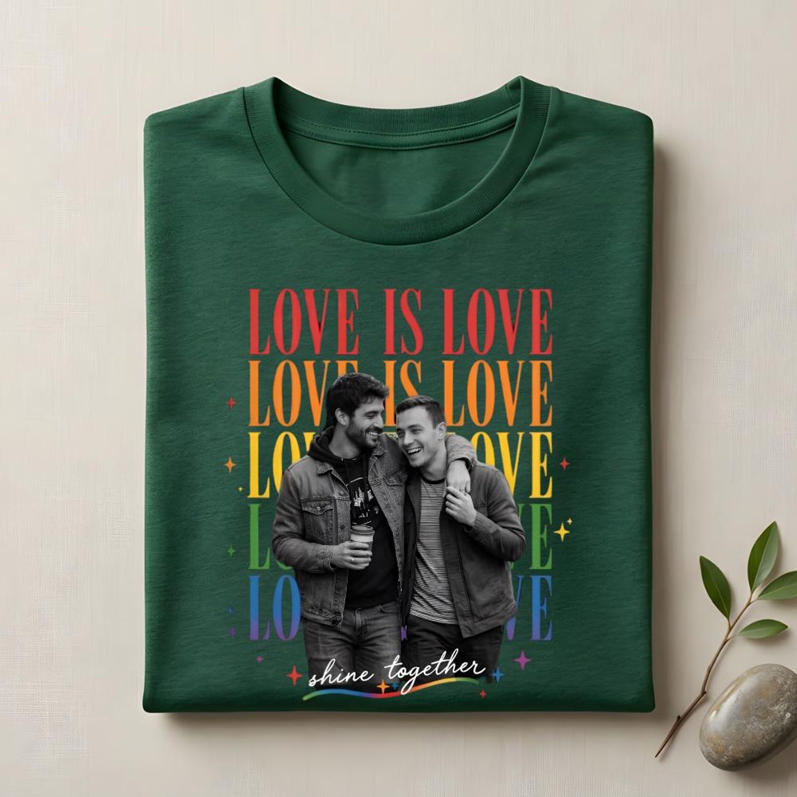 Personalized Love Is Love T-shirt with Photo Pride Couple Shirt Custom LGBTQ+ Gift Custom Face Graphic Tee LGBTQ Amsterdam World Pride 25th Anniversary Equality Gift
