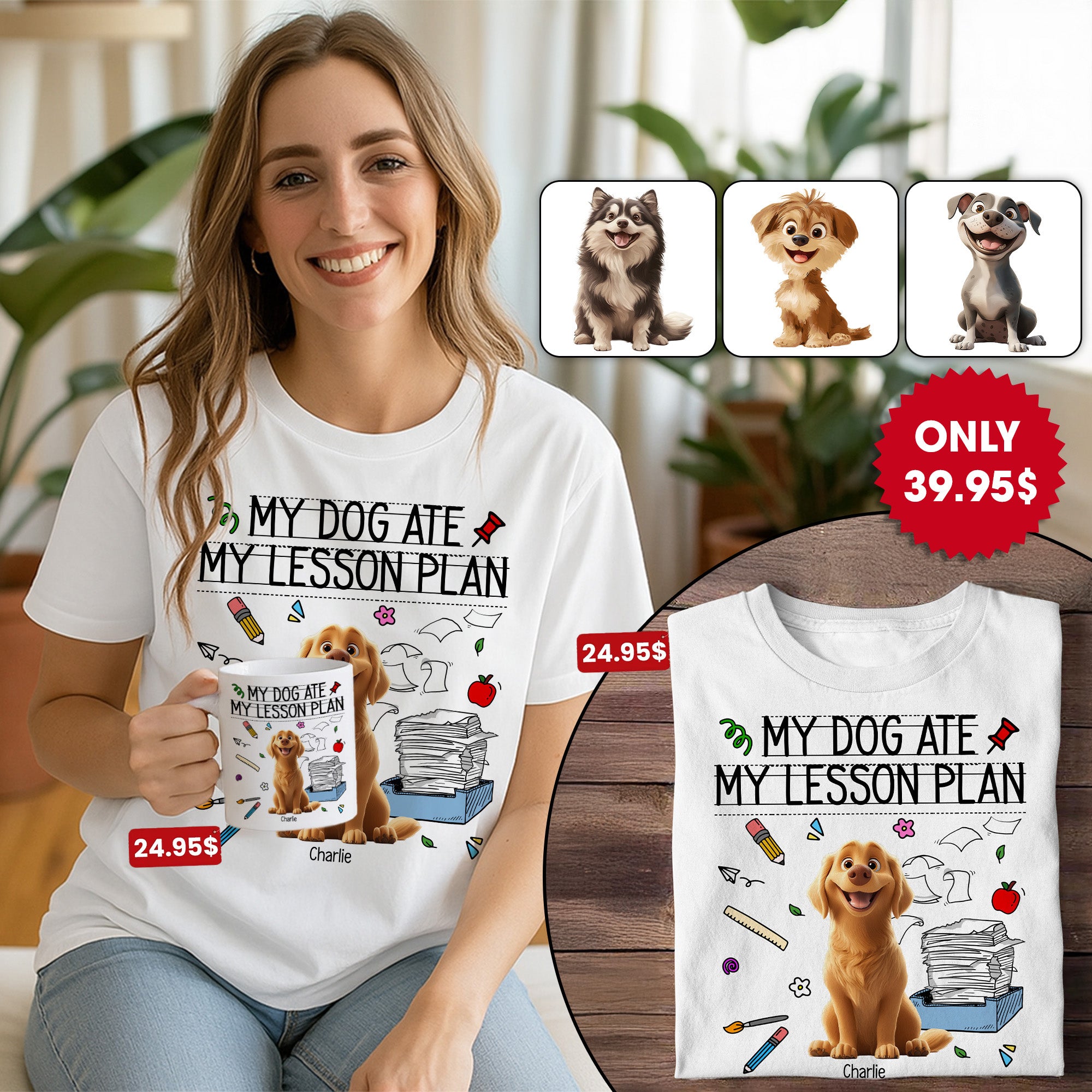 Personalized My Dog Ate My Lesson Plan Custom Pet Photo Back To School Gifts For Teacher - Personalized Shirt