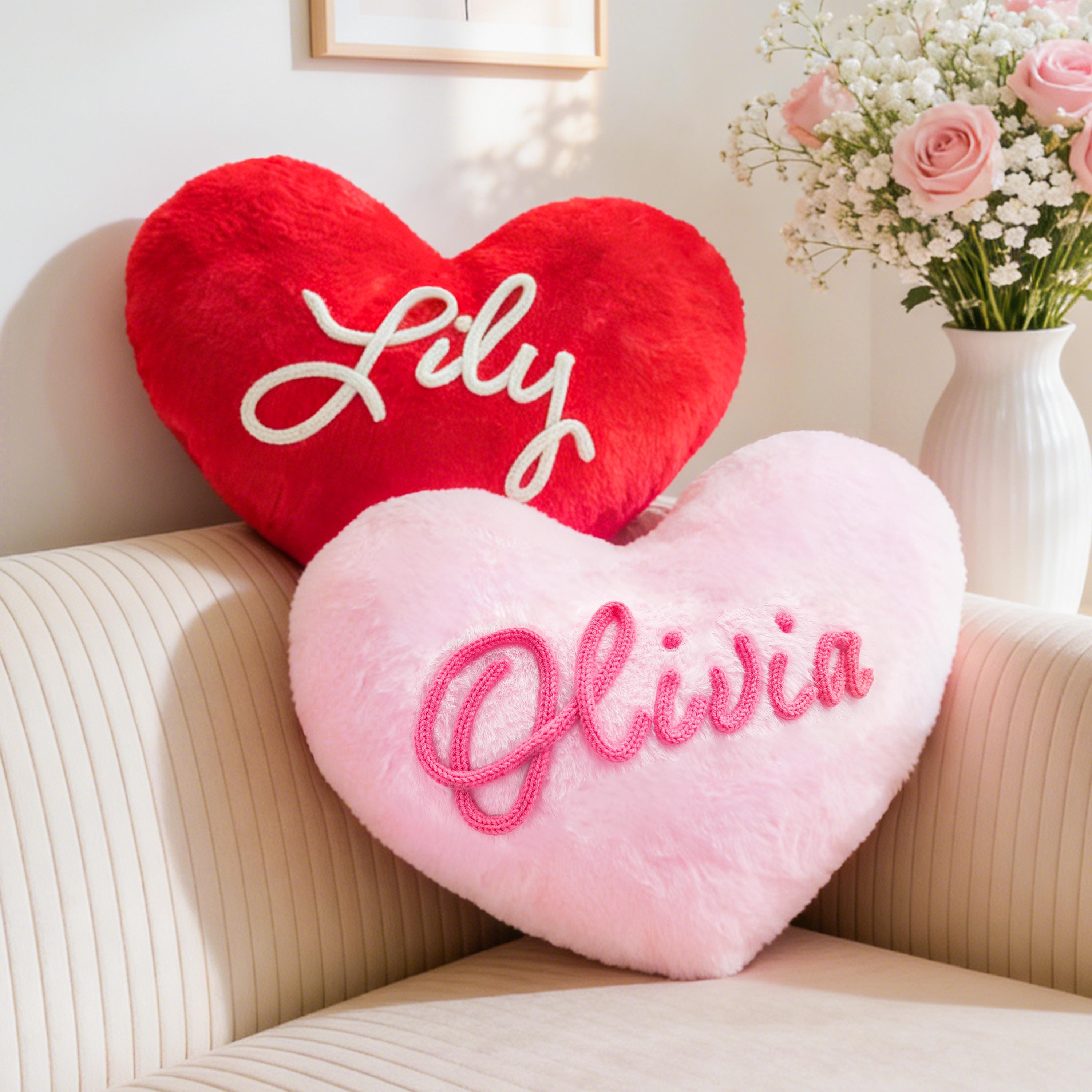 Personalized Heart Pillow Custom Name Design Sweet Gift For Girls Valentine's Day Gift