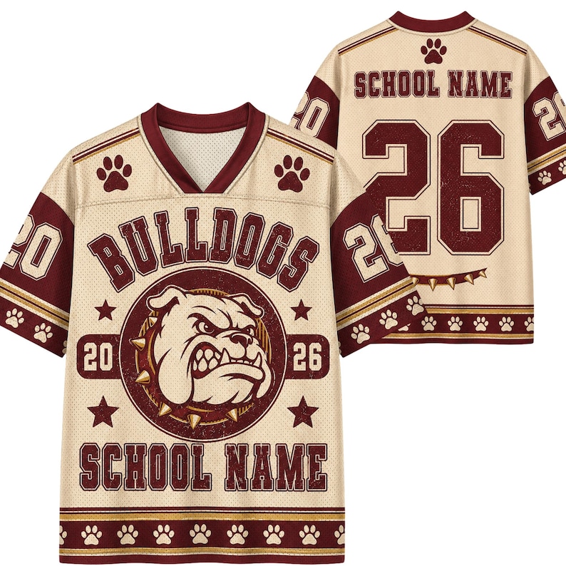 Personalized School Mascot Football Jersey, Custom Vintage Gators Tigers Wildcats V-Neck Shirt, Friday Night Lights School Spirit Top