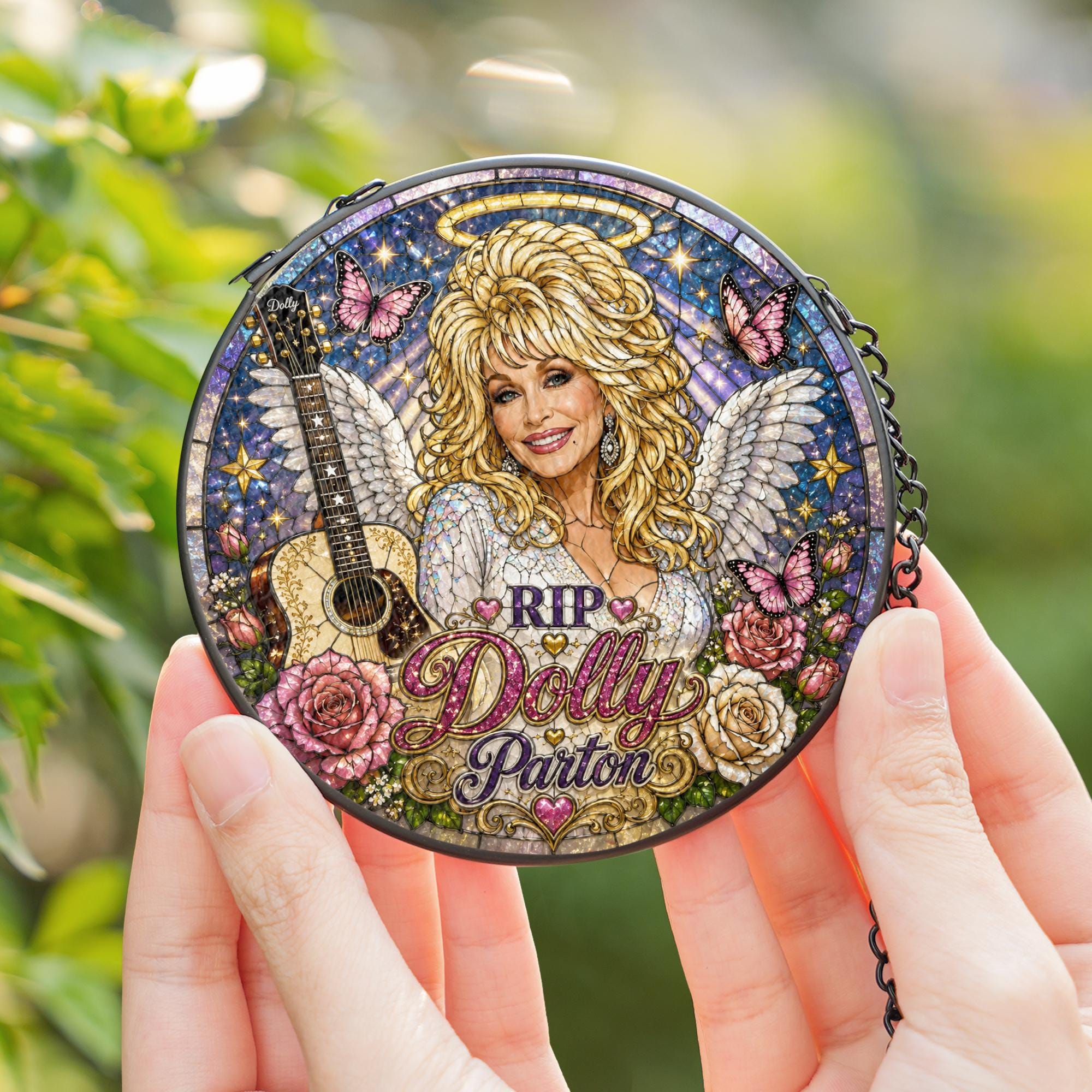Memorial Dolly Parton 1946-2026 Stained Glass Suncatcher, In a World Full of Jolenes Be a Dolly, Country Music Tribute Window Decor