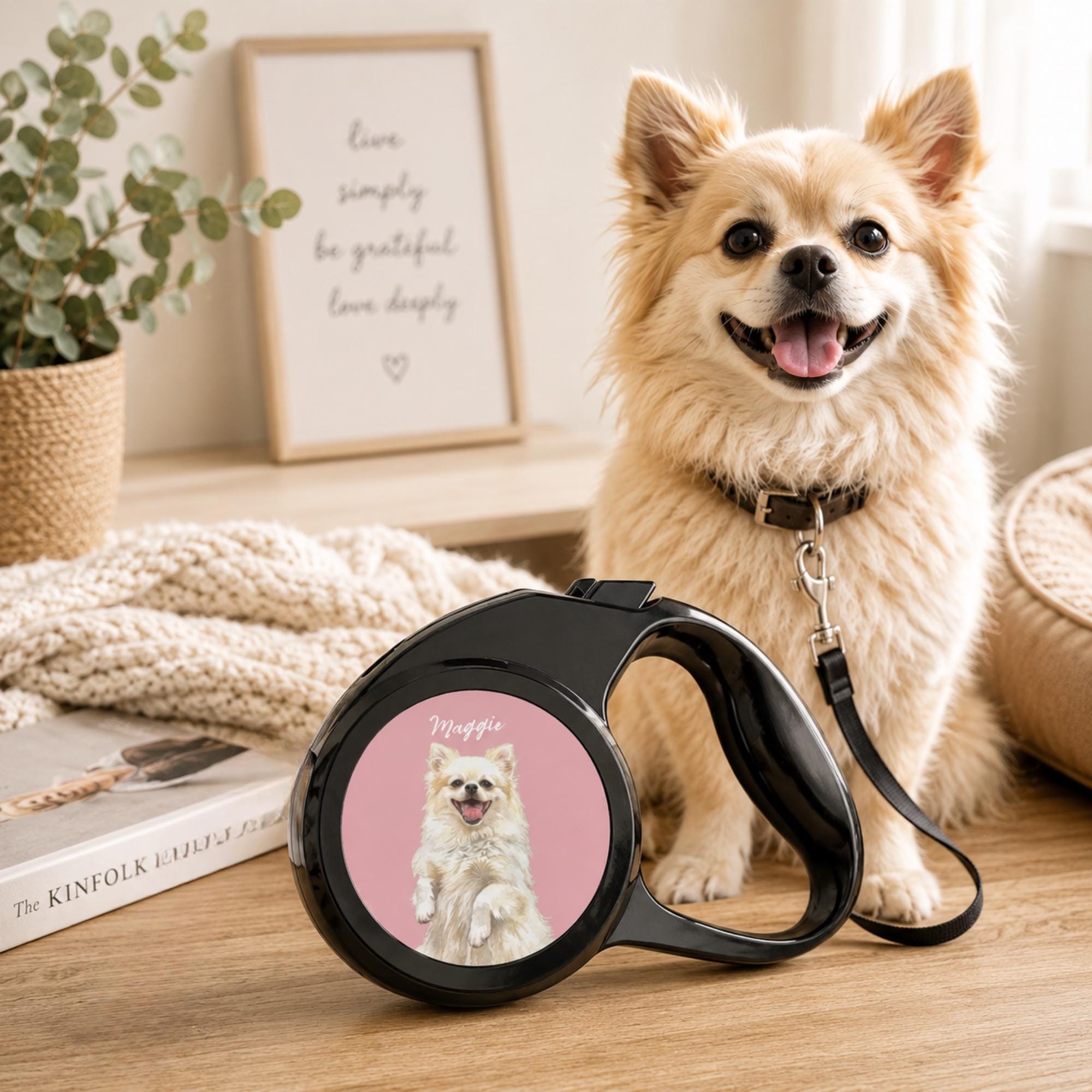 Personalized Pet Photo Dog Leash | Personalized Name Retractable Leash for Small to Medium Dogs