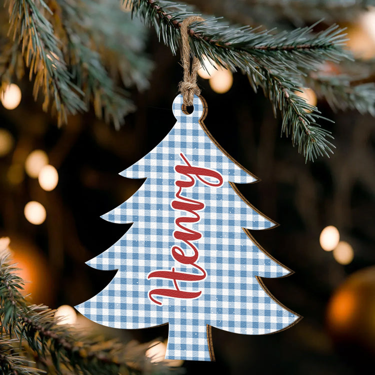 Personalized Wooden Christmas Tree With Pattern Ornament