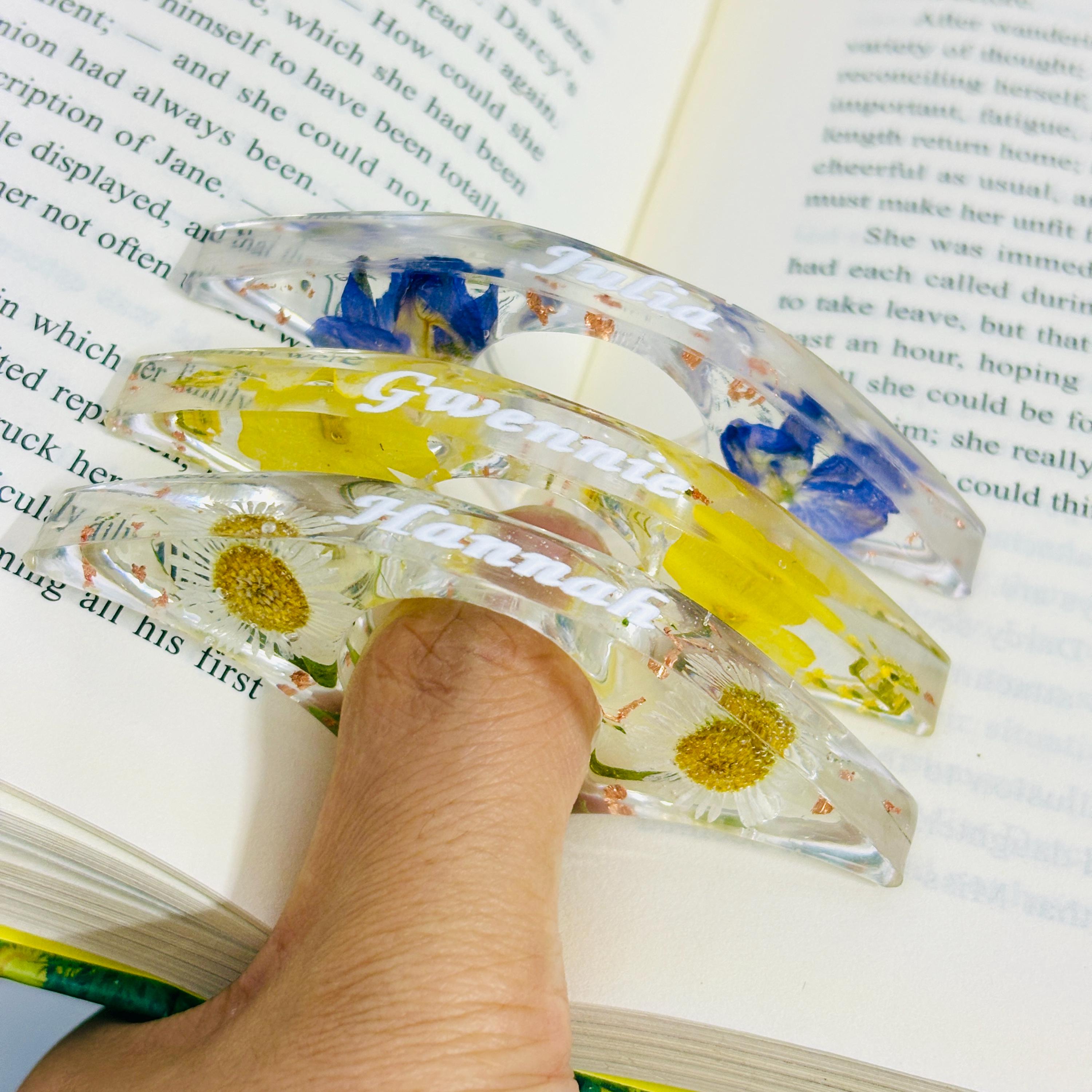 Personalized Real Birth Flower Book Page Holder, Floral Resin Thumb Page Holder, Page Spreader, Book Accessories, Book Lover Gift, Birthday Gift
