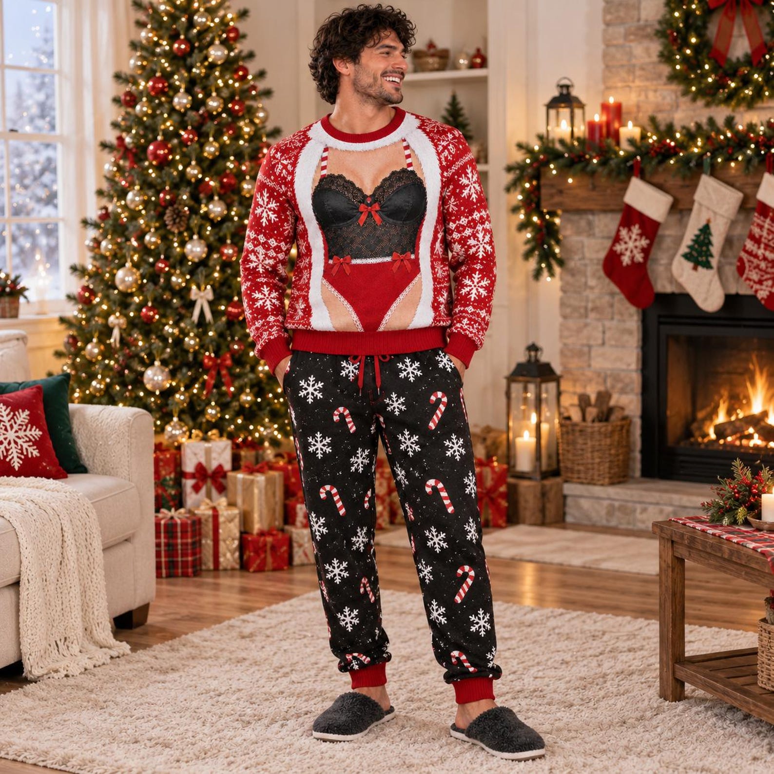 Personalized Funny Christmas Sweater, Men Novelty Knitted Pullover, Ugly Holiday Gift