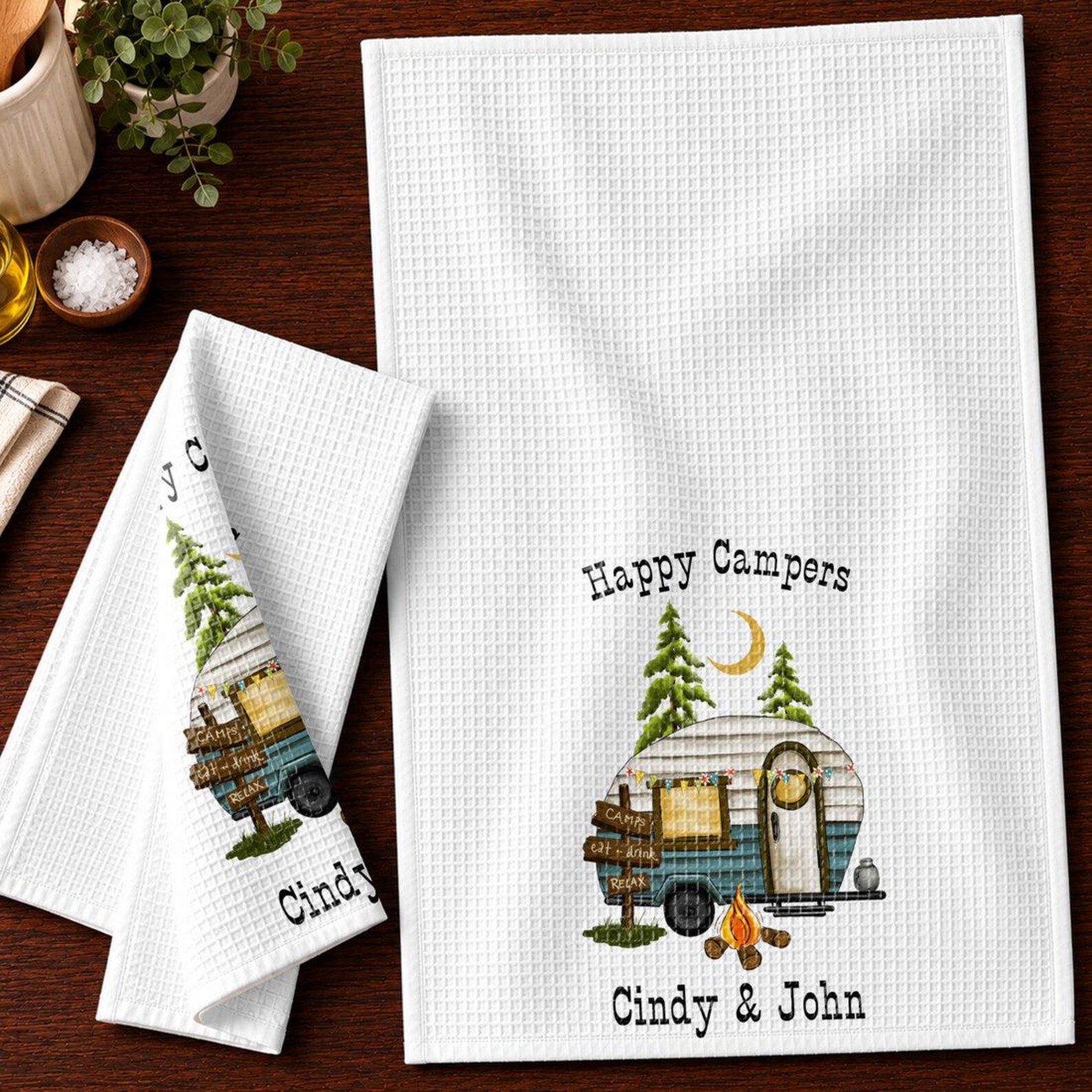 [Copy]Personalized Camping Christmas gift for Couples Tent Camping Decor Custom Pappy Camper Tea Towel Kitchen Decoration Friendsmas gift idea him