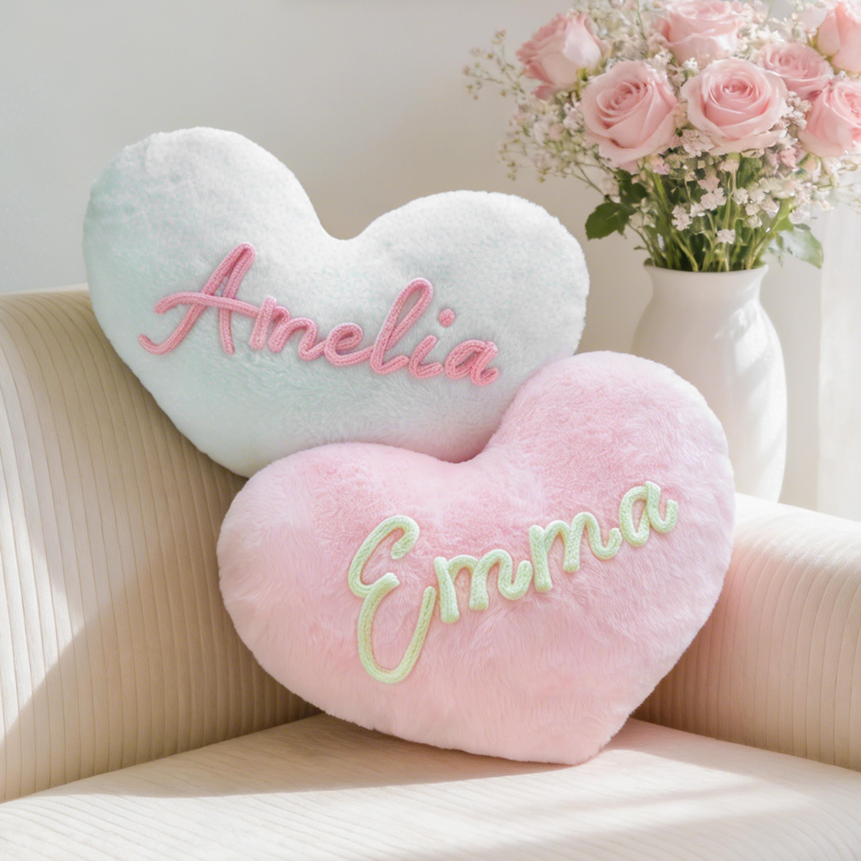 Personalized Heart Pillow Custom Name Design Sweet Gift For Girls Valentine's Day Gift